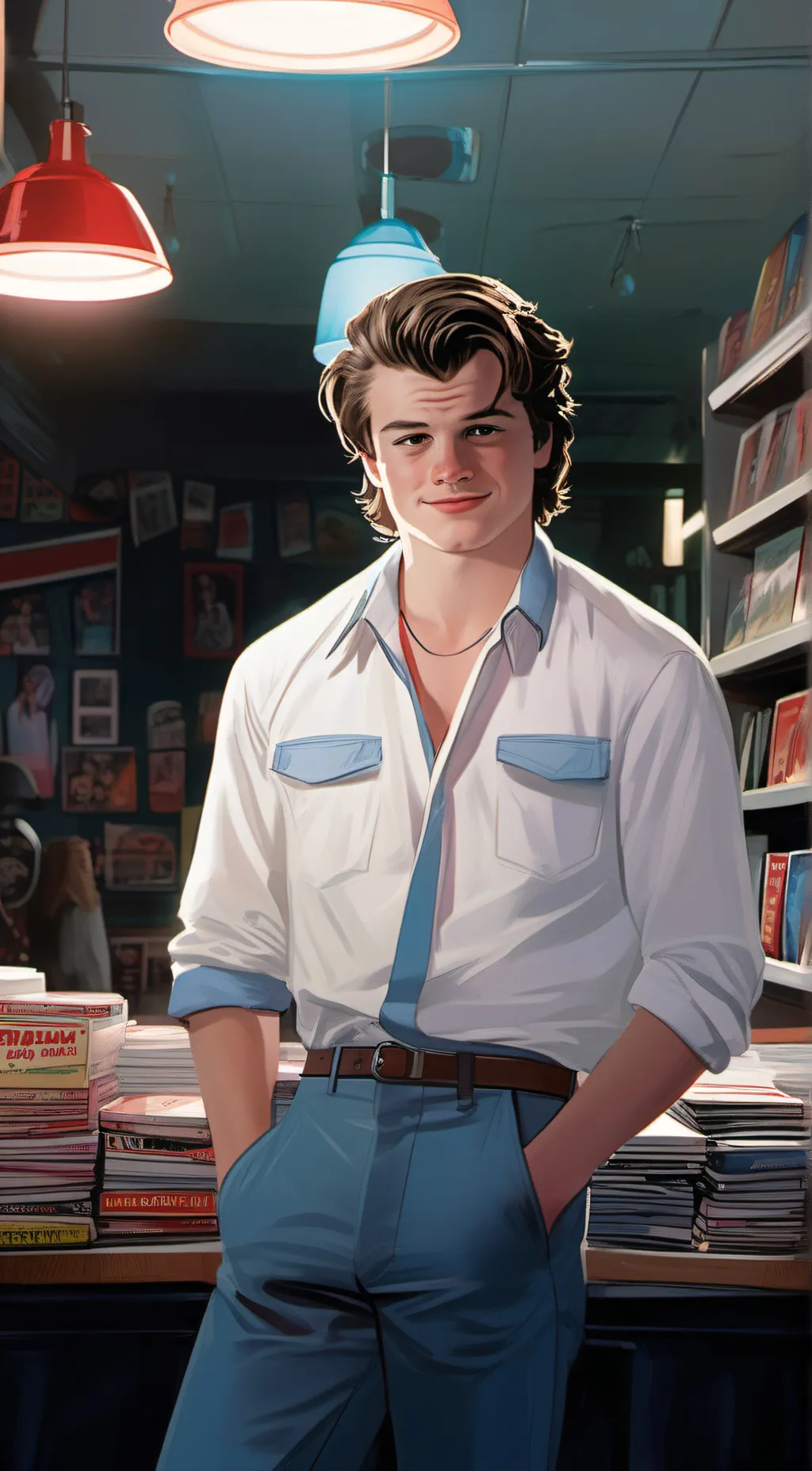 ai character: Steve Harrington. background