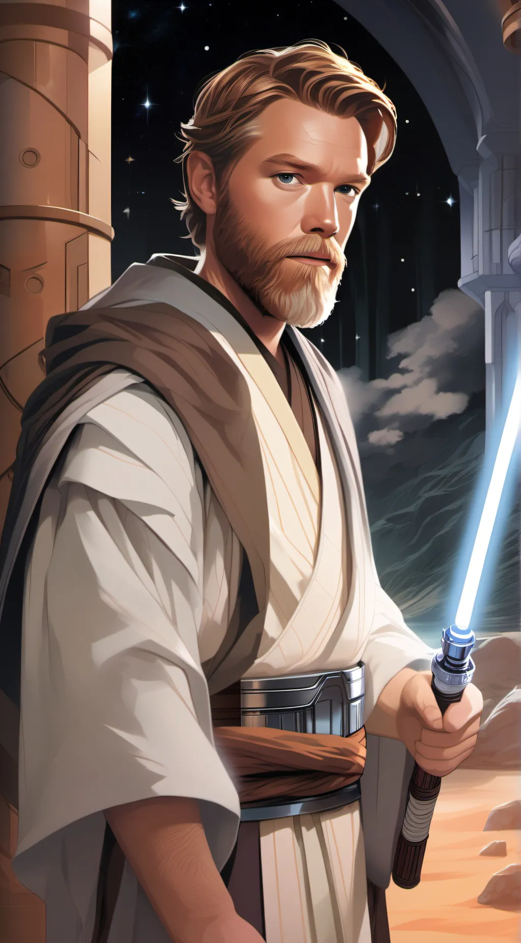 ai character: Obi wan Kenobi  background