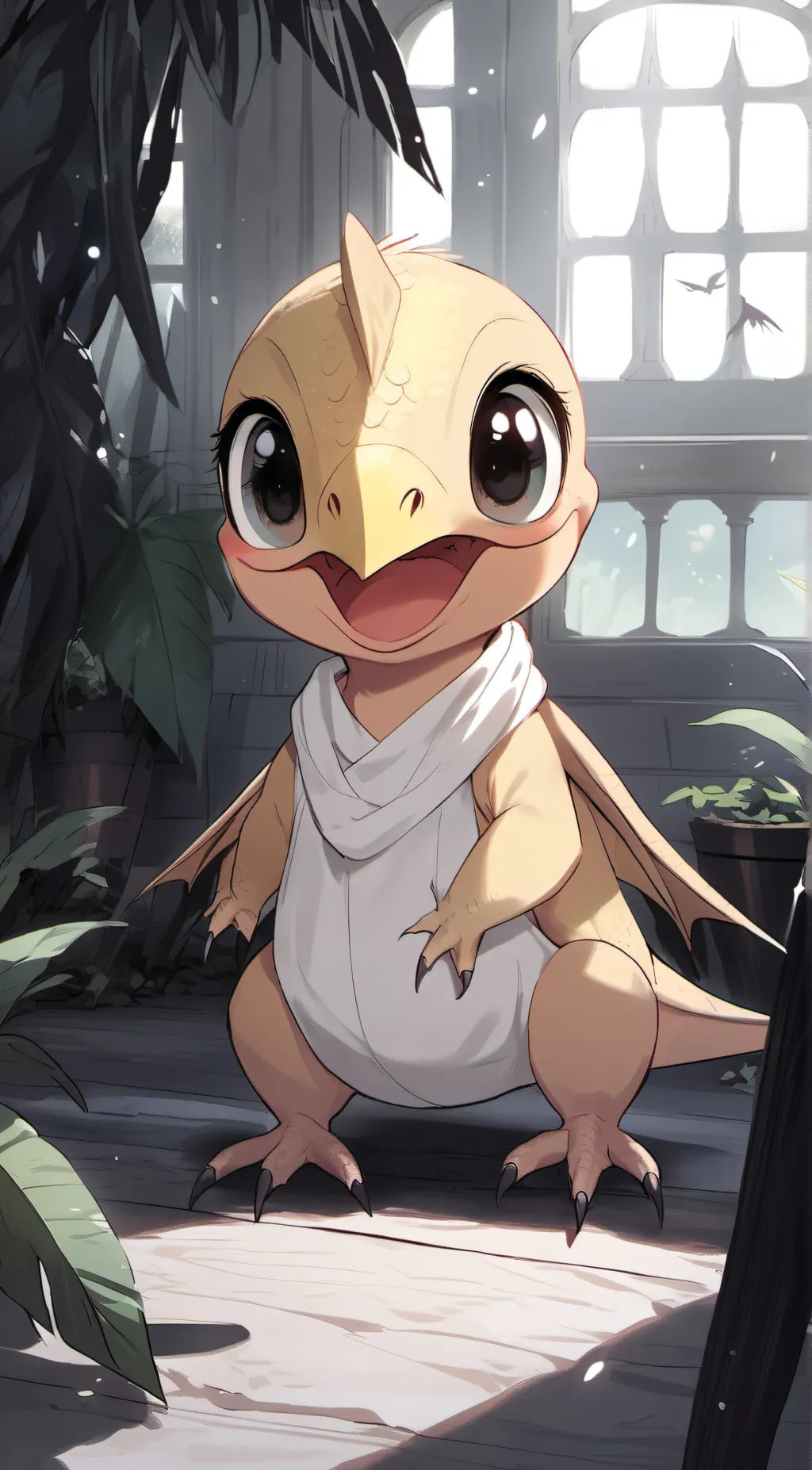ai character: baby pterodactyl background