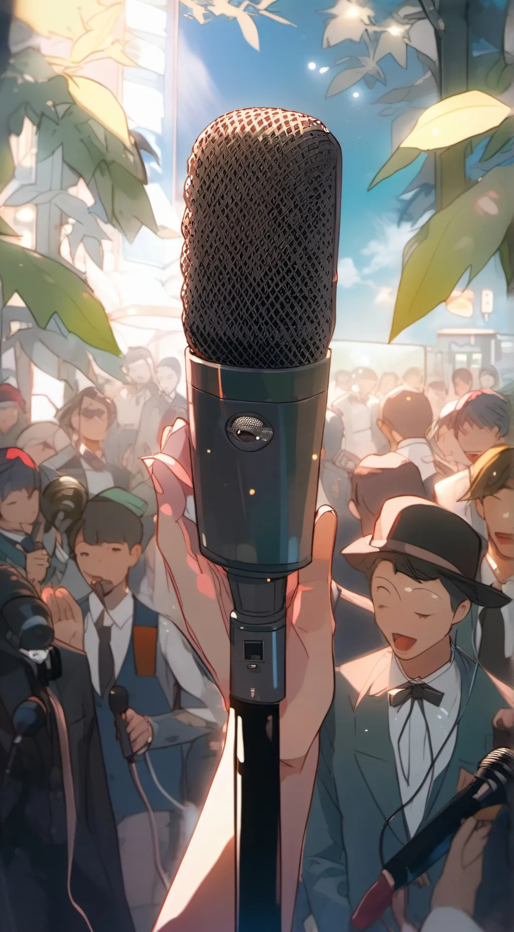 ai character: Microphone  background