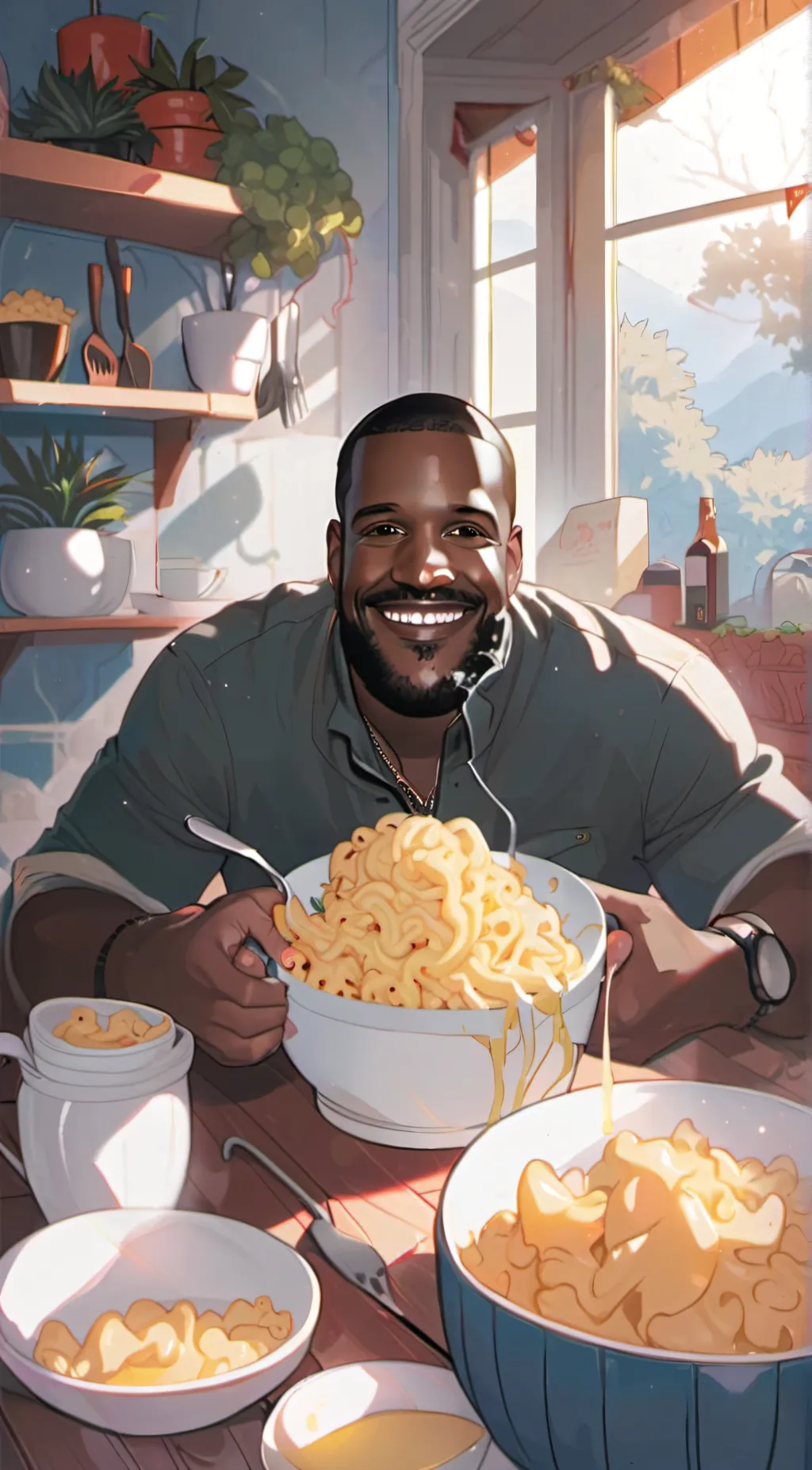 ai character: Biggie cheese background