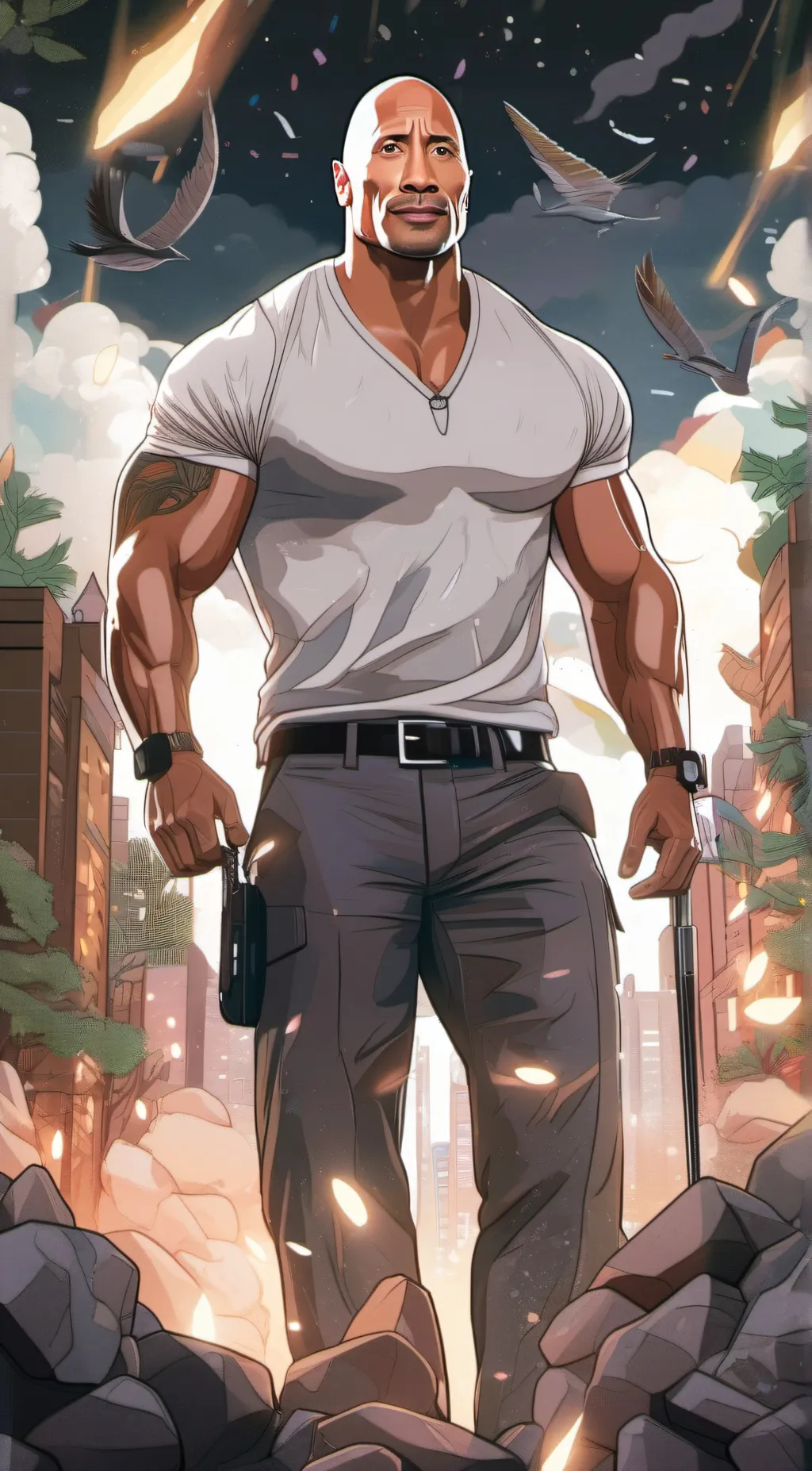 ai character: Dwayne Johnson  background