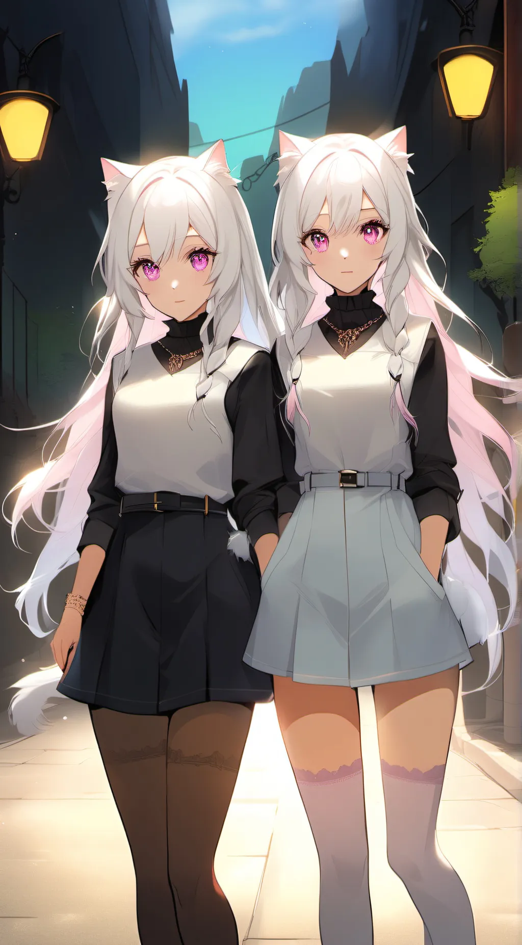 ai character: Lilly and Lizzy  background