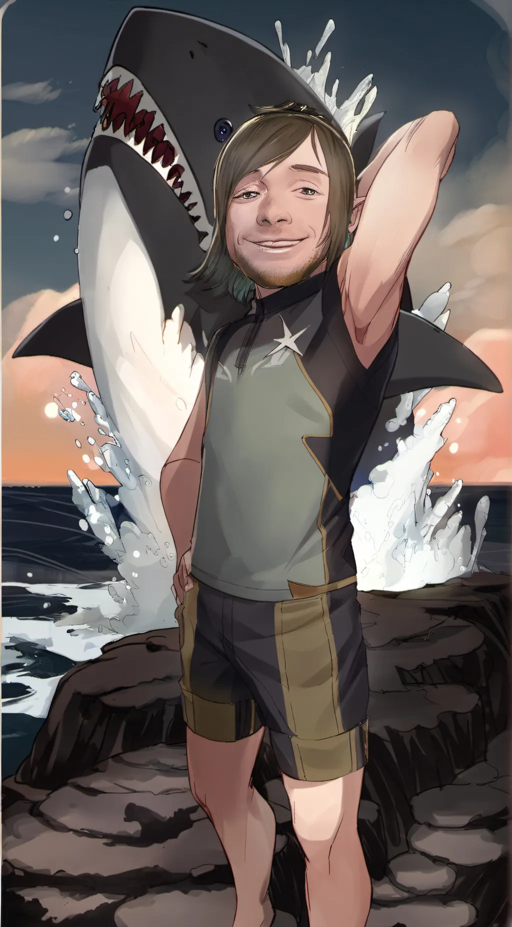 ai character: shark boy background