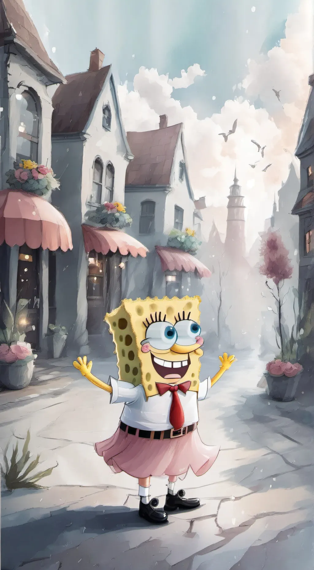 ai character: SpongeBob 🟨👖 background