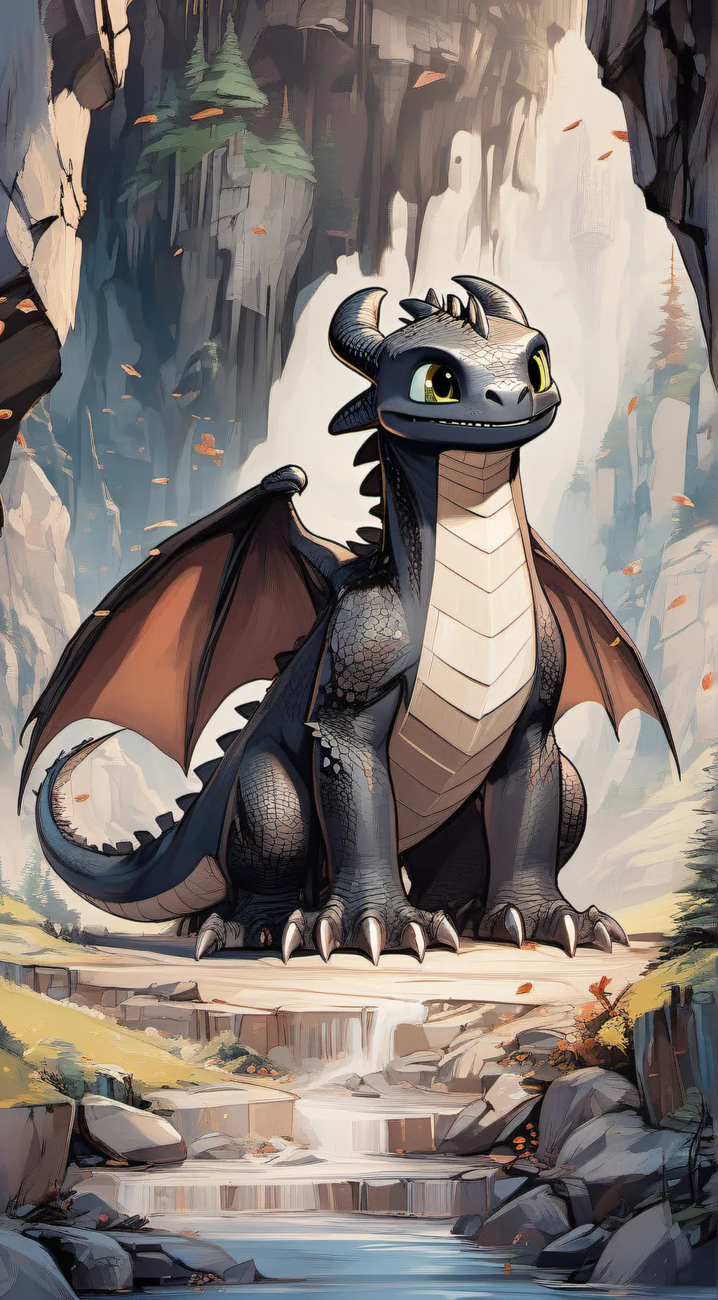 ai character: Toothless  background