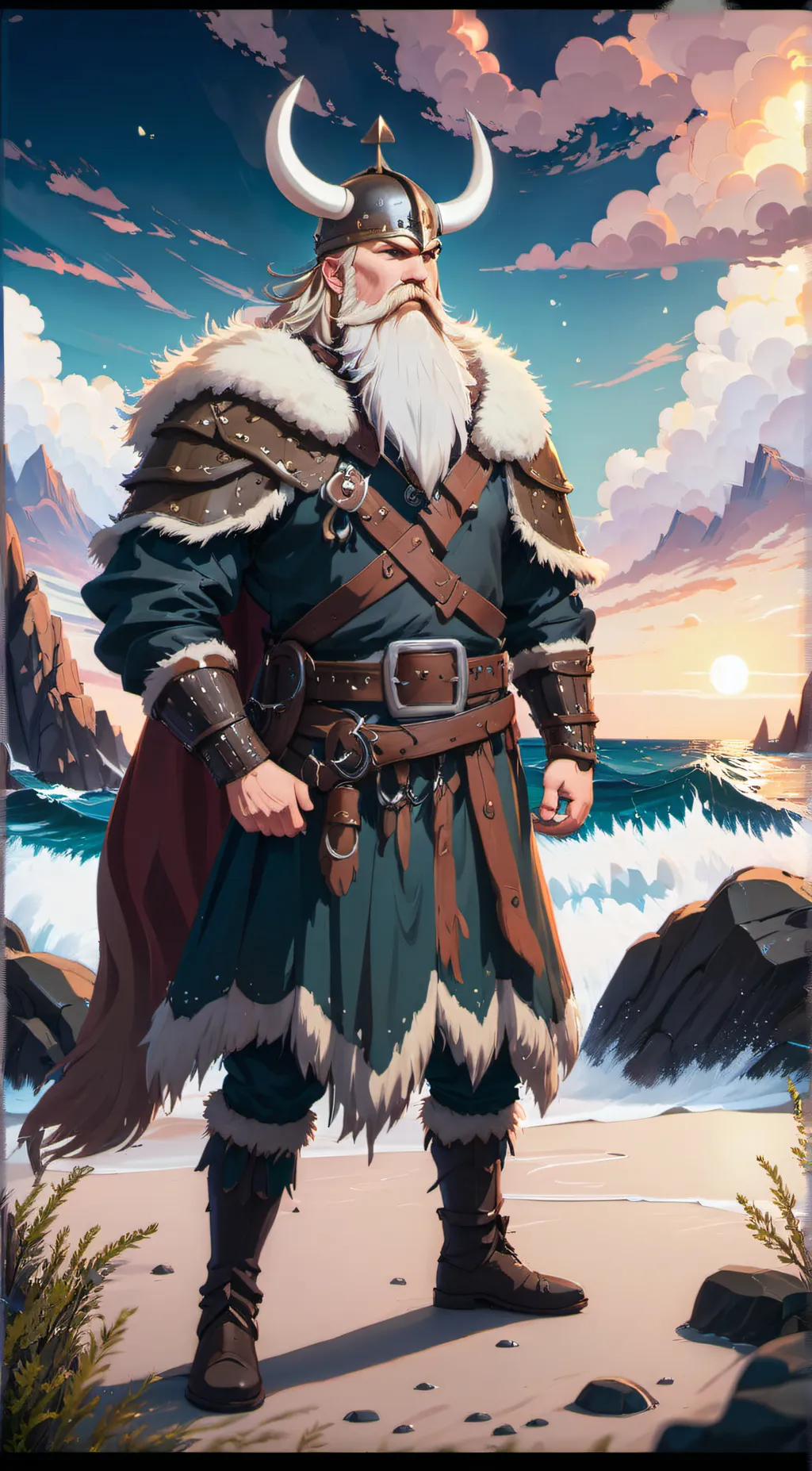 ai character: viking village  background