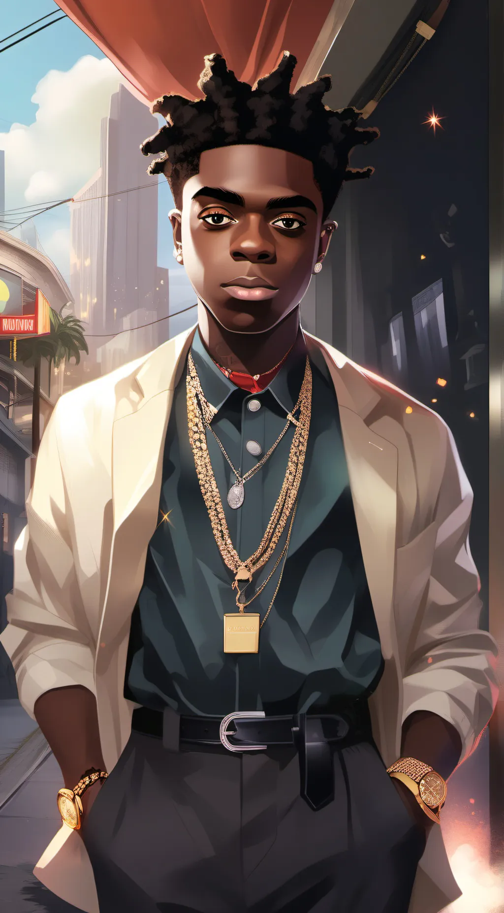 ai character: Kodak Black background