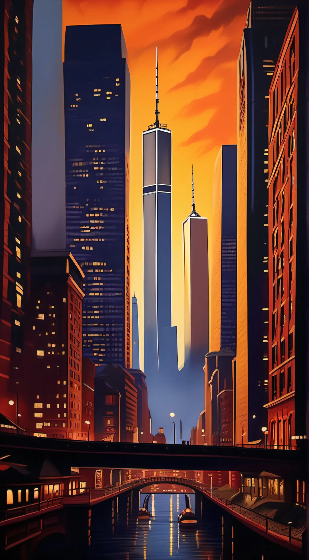 ai character: Twin Towers background