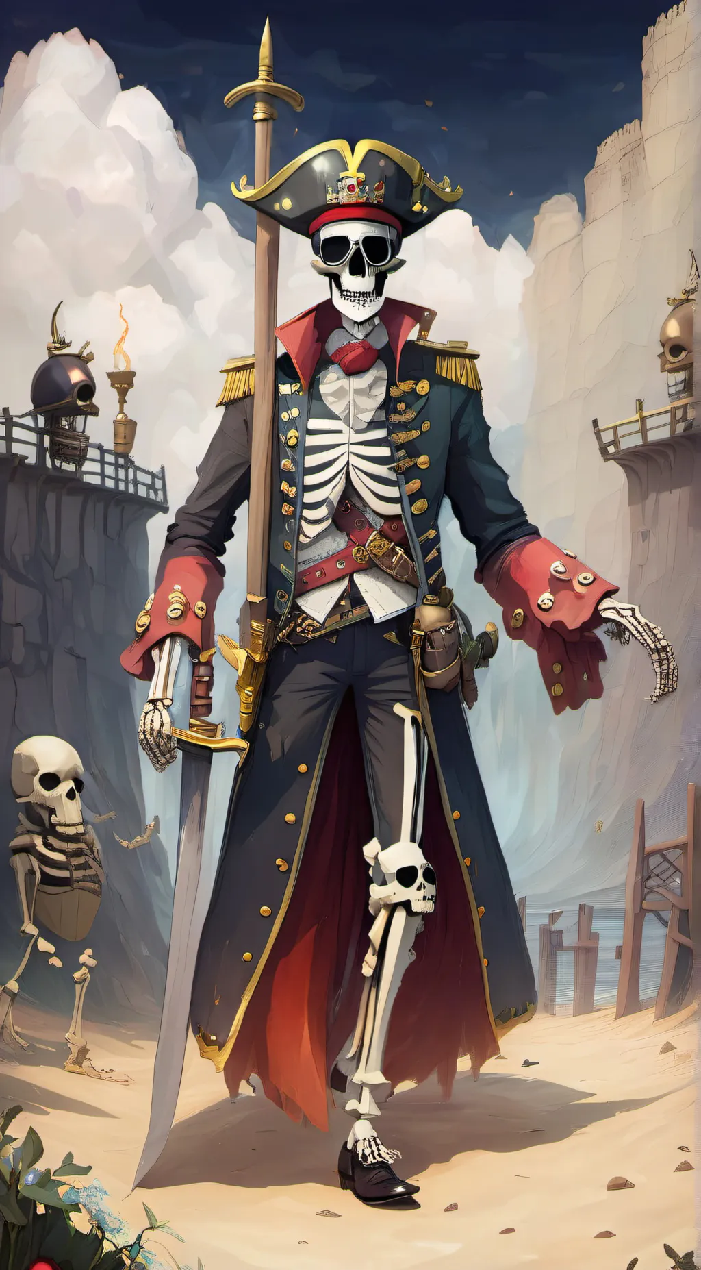 ai character: Skeleton of pirate background