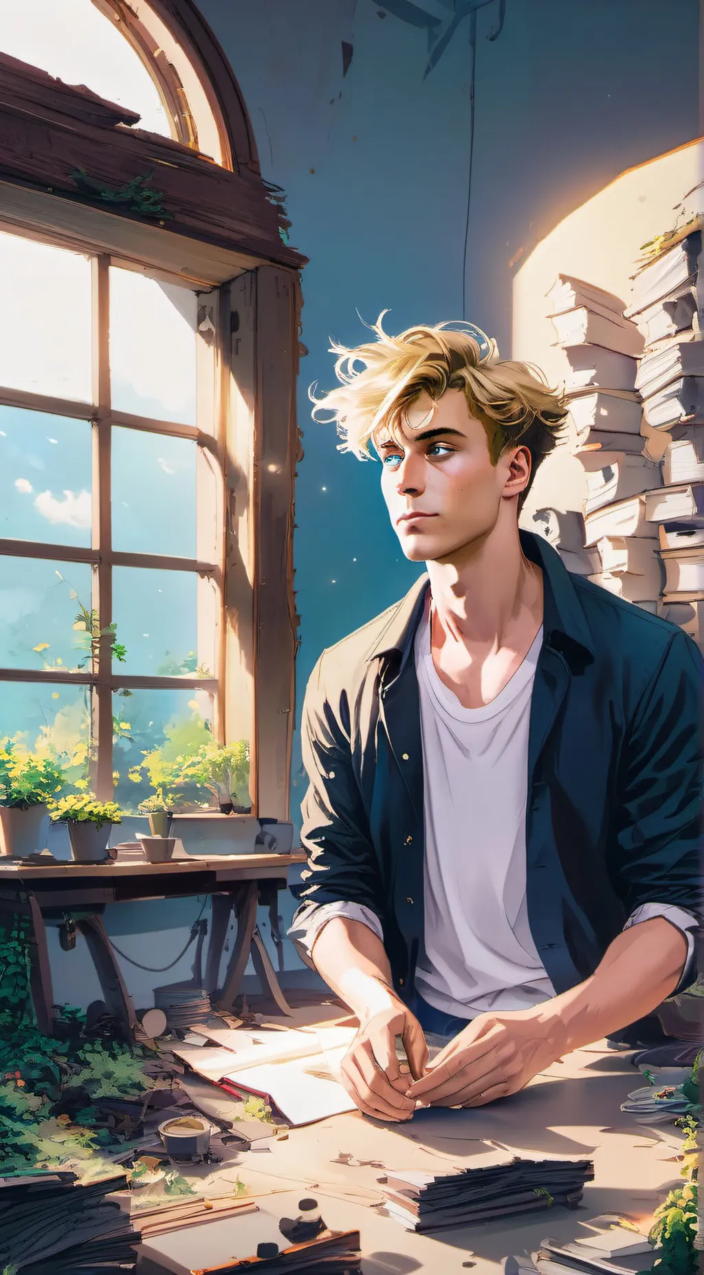 ai character: Cam The builder  background