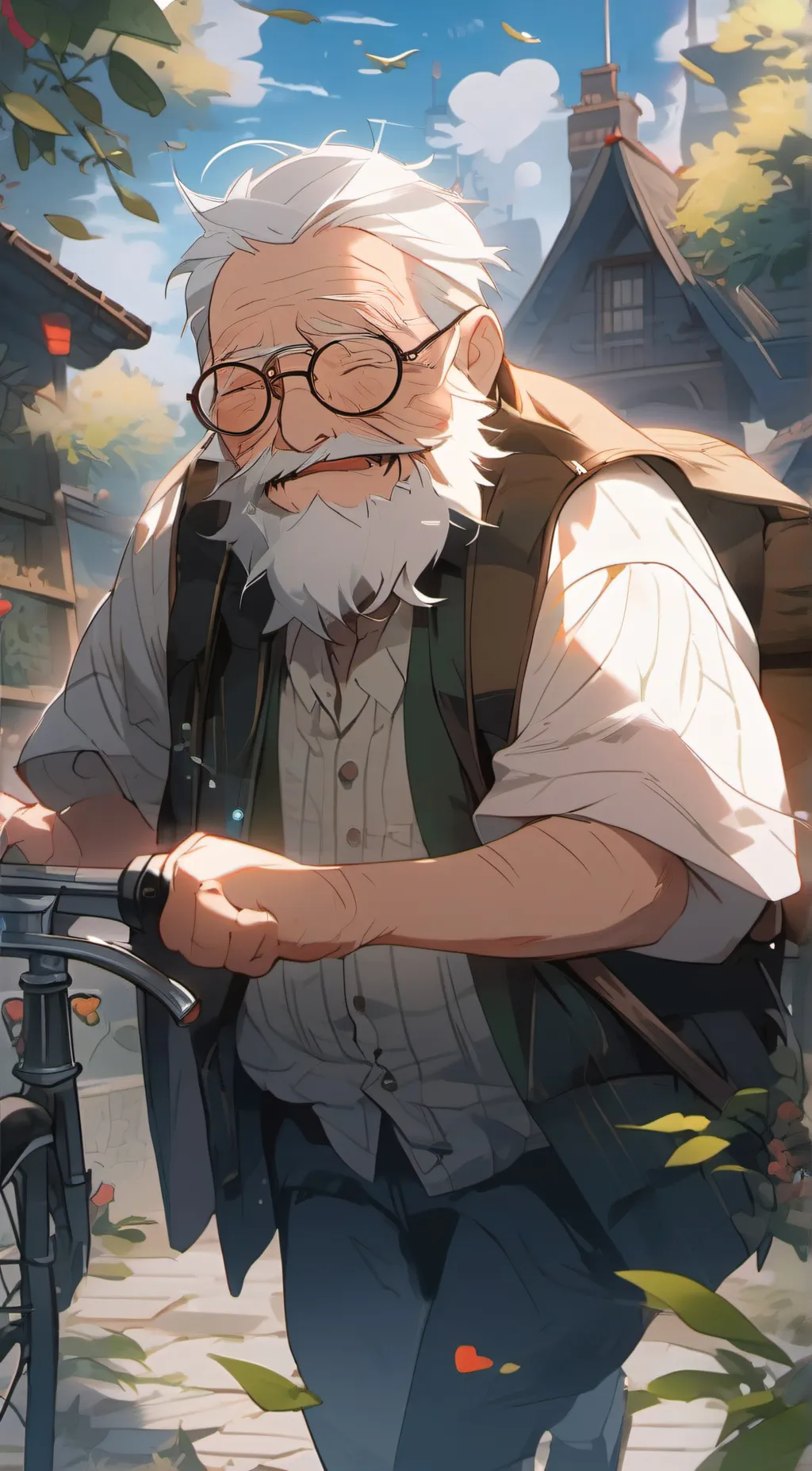ai character: Blind grandpa background
