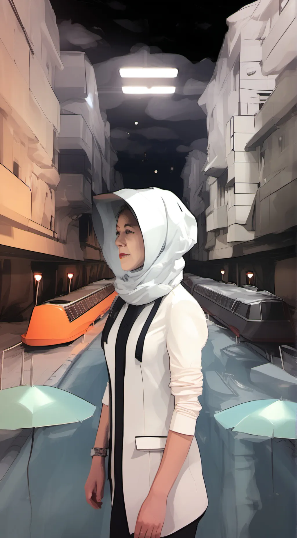 ai character: a woman  background