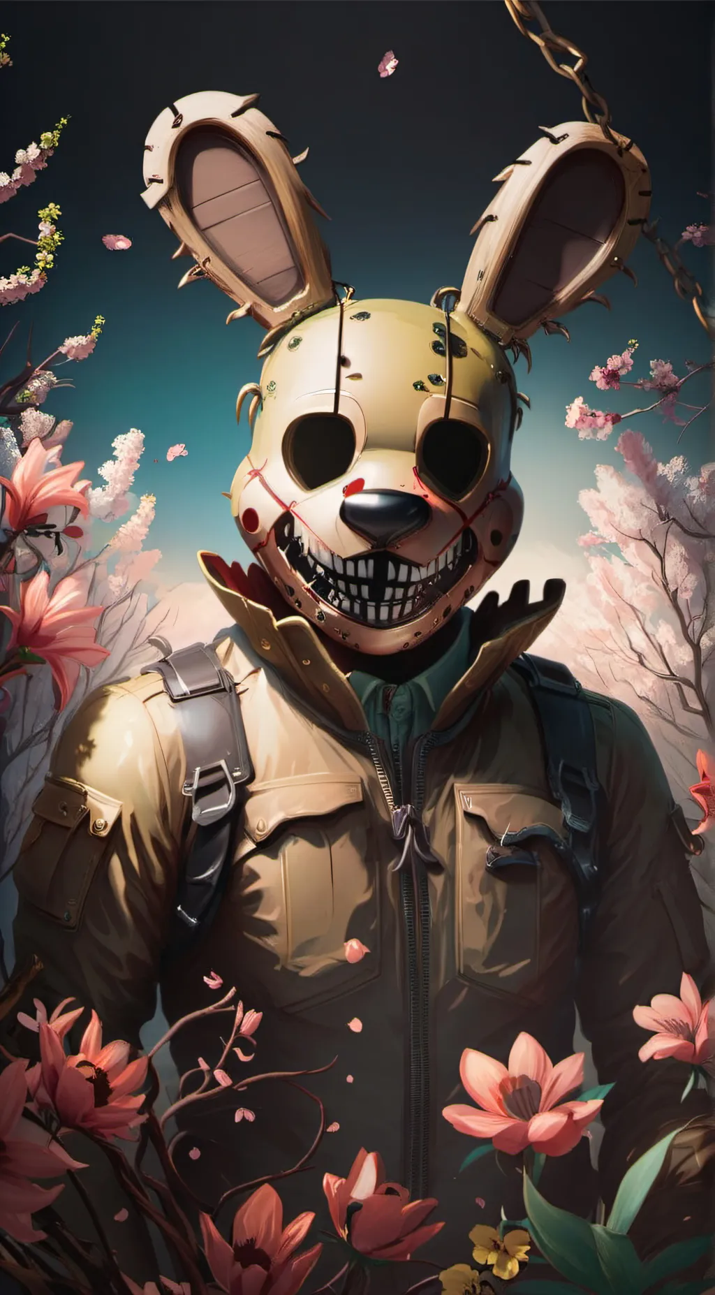 ai character: spring trap background