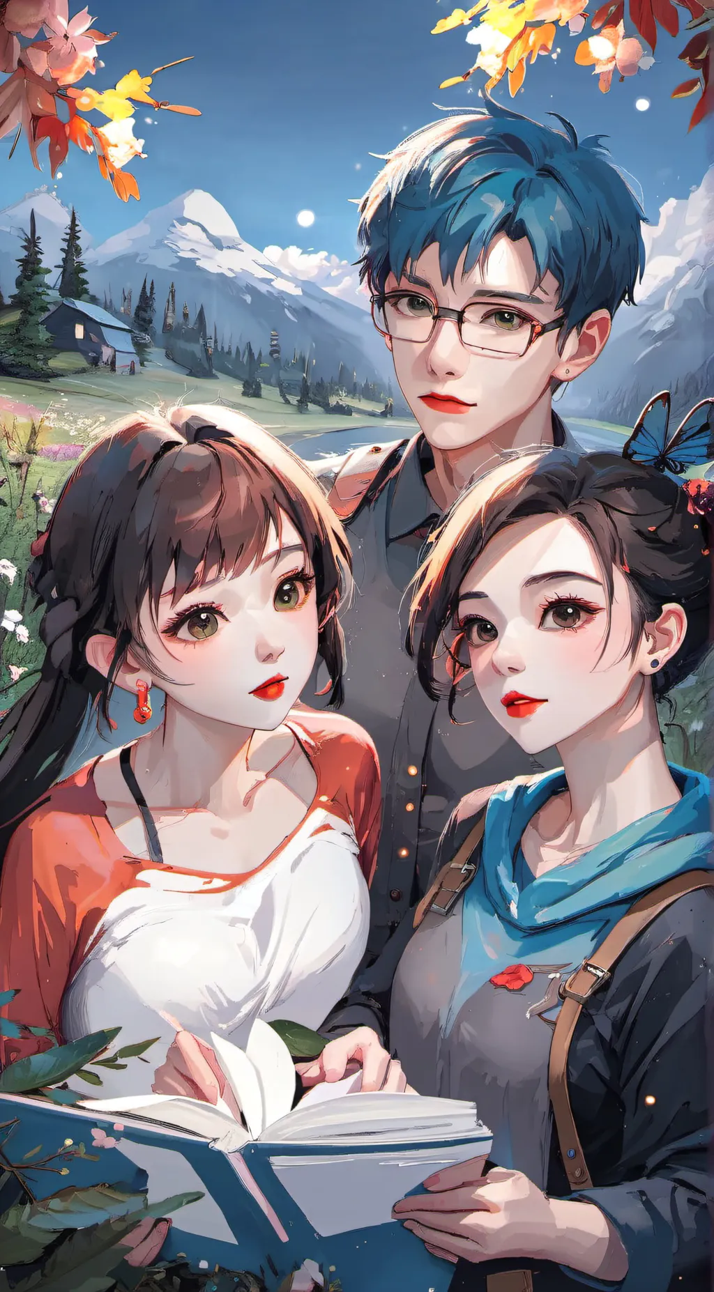 ai character: The three people  background