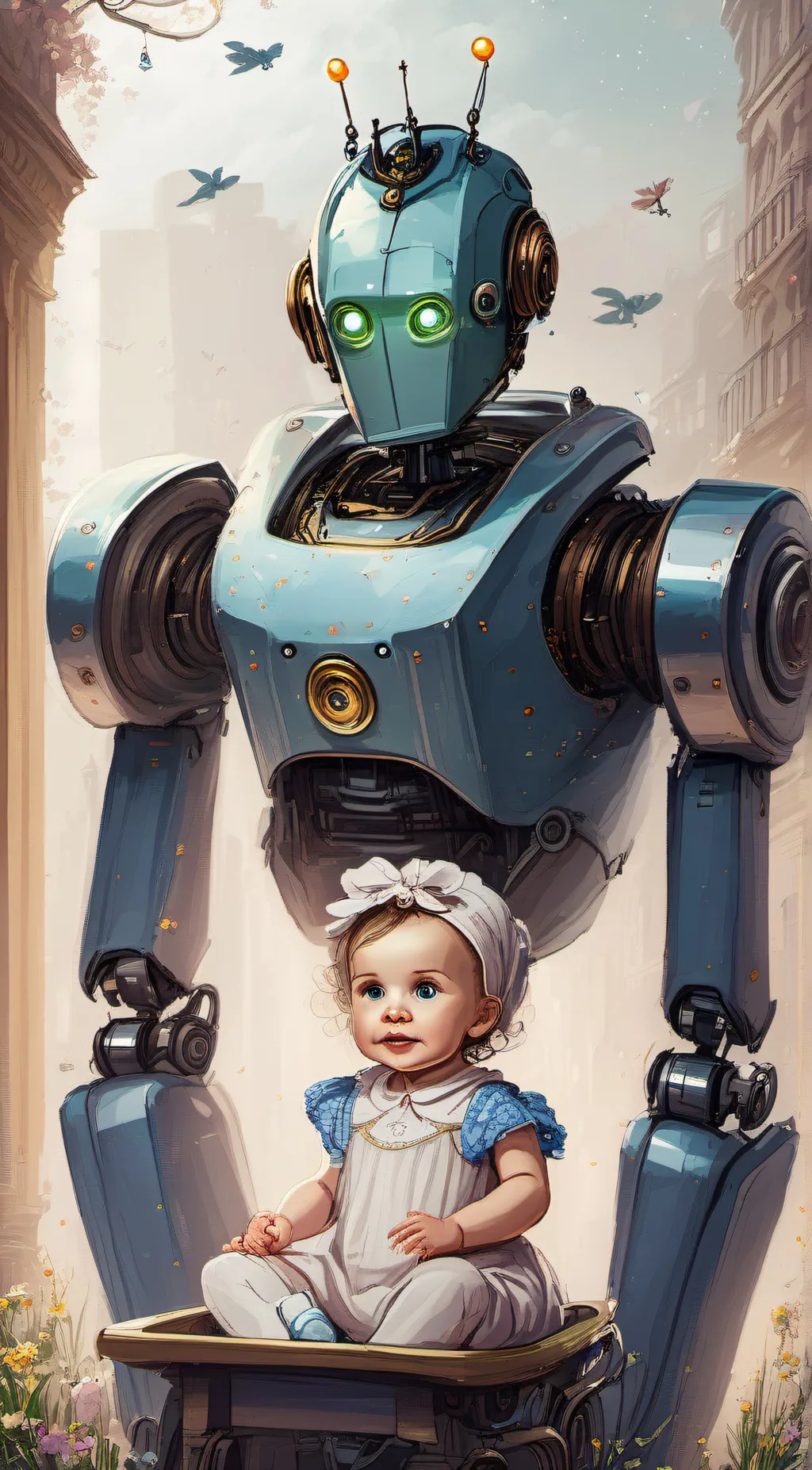 ai character: robot Nanny  background
