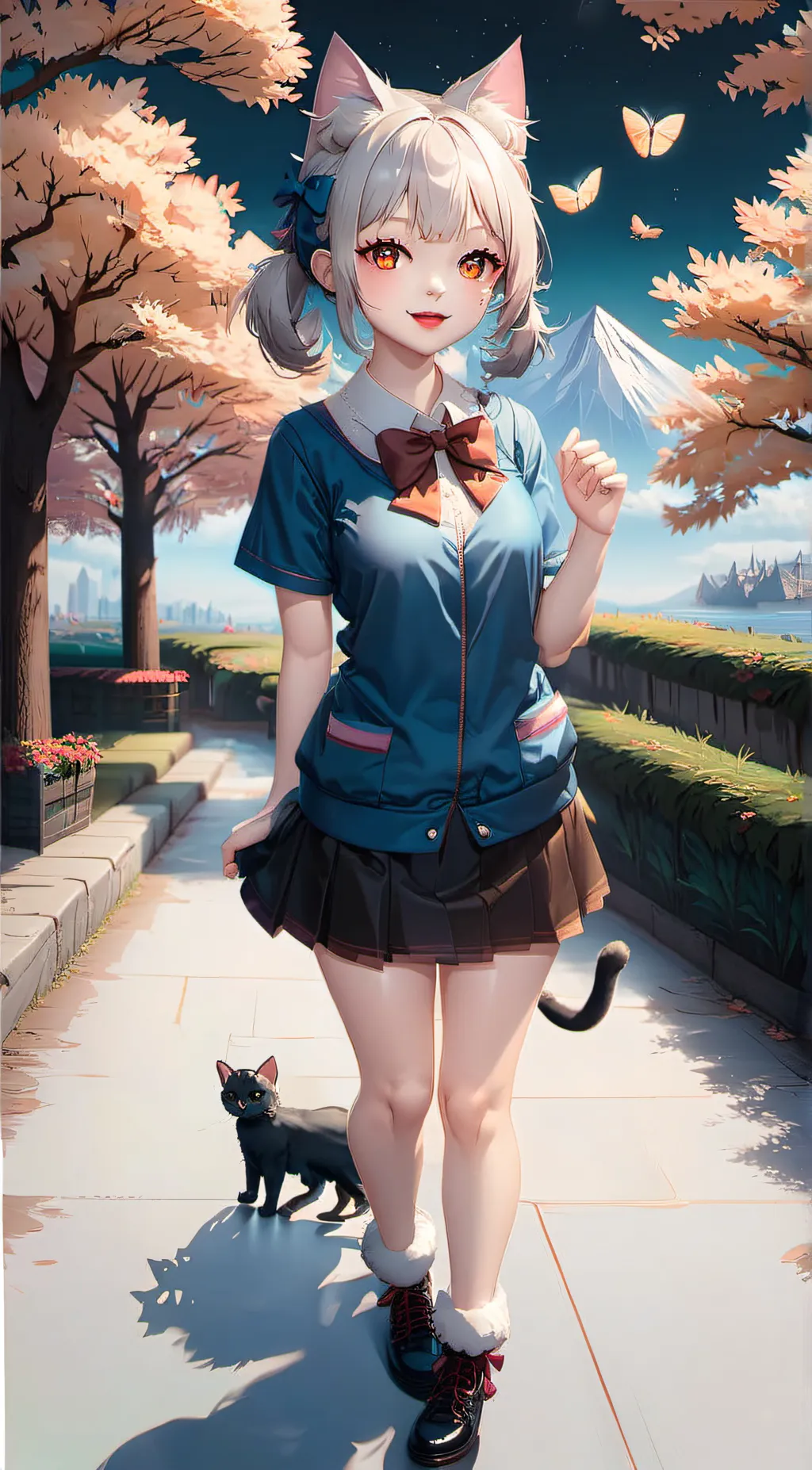 ai character:  cat girl friend background