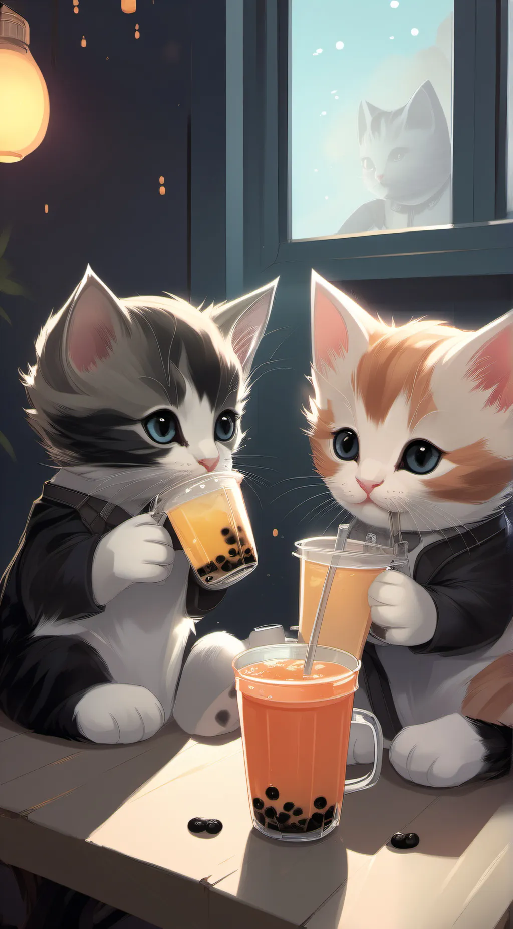 ai character: Boba kittens background