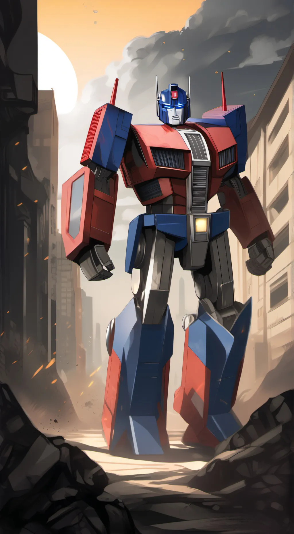 ai character: Optimus prime  background