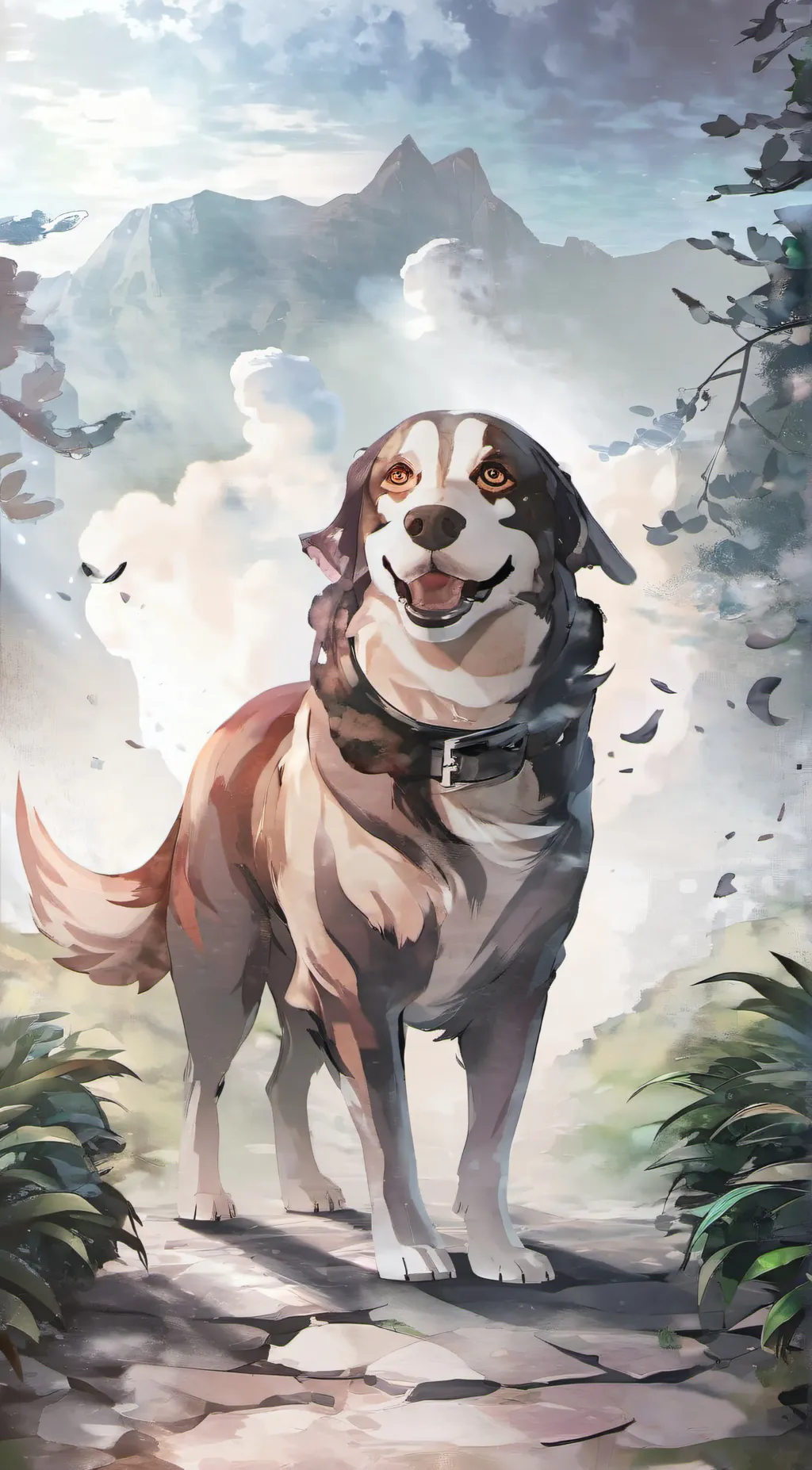 ai character: a small doggie  background