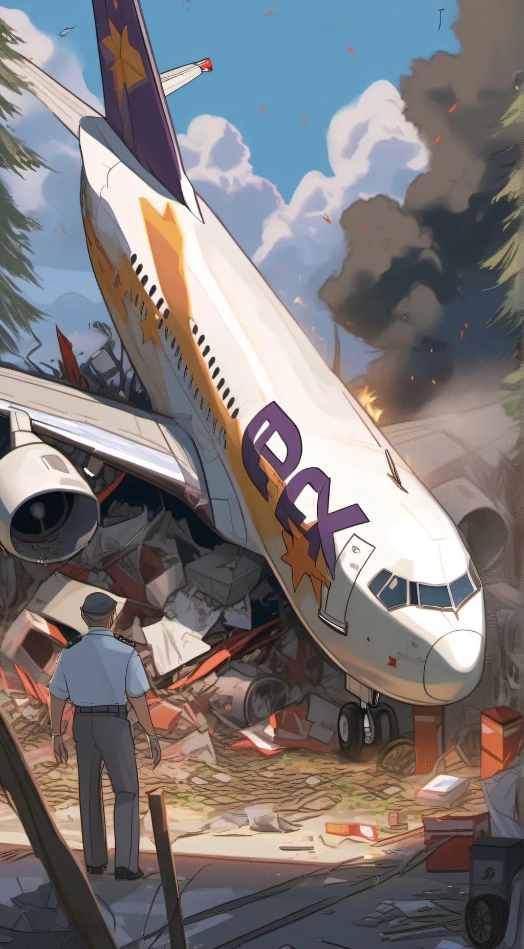 ai character: FedEx flight 80 background