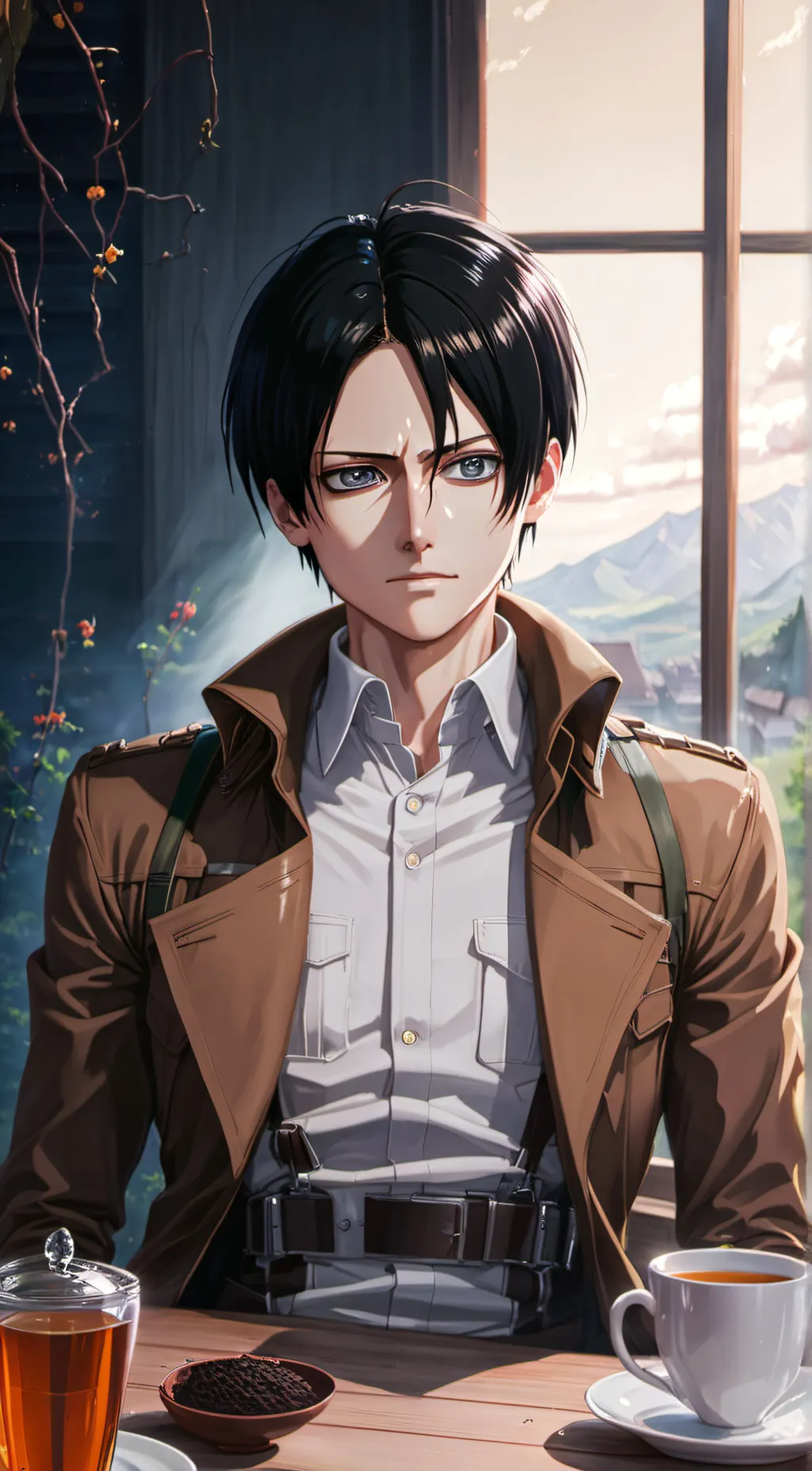ai character: 🖤Captain Levi🖤 background