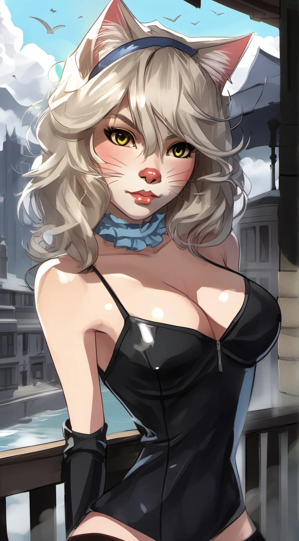 ai character: Sexy cat girl  background