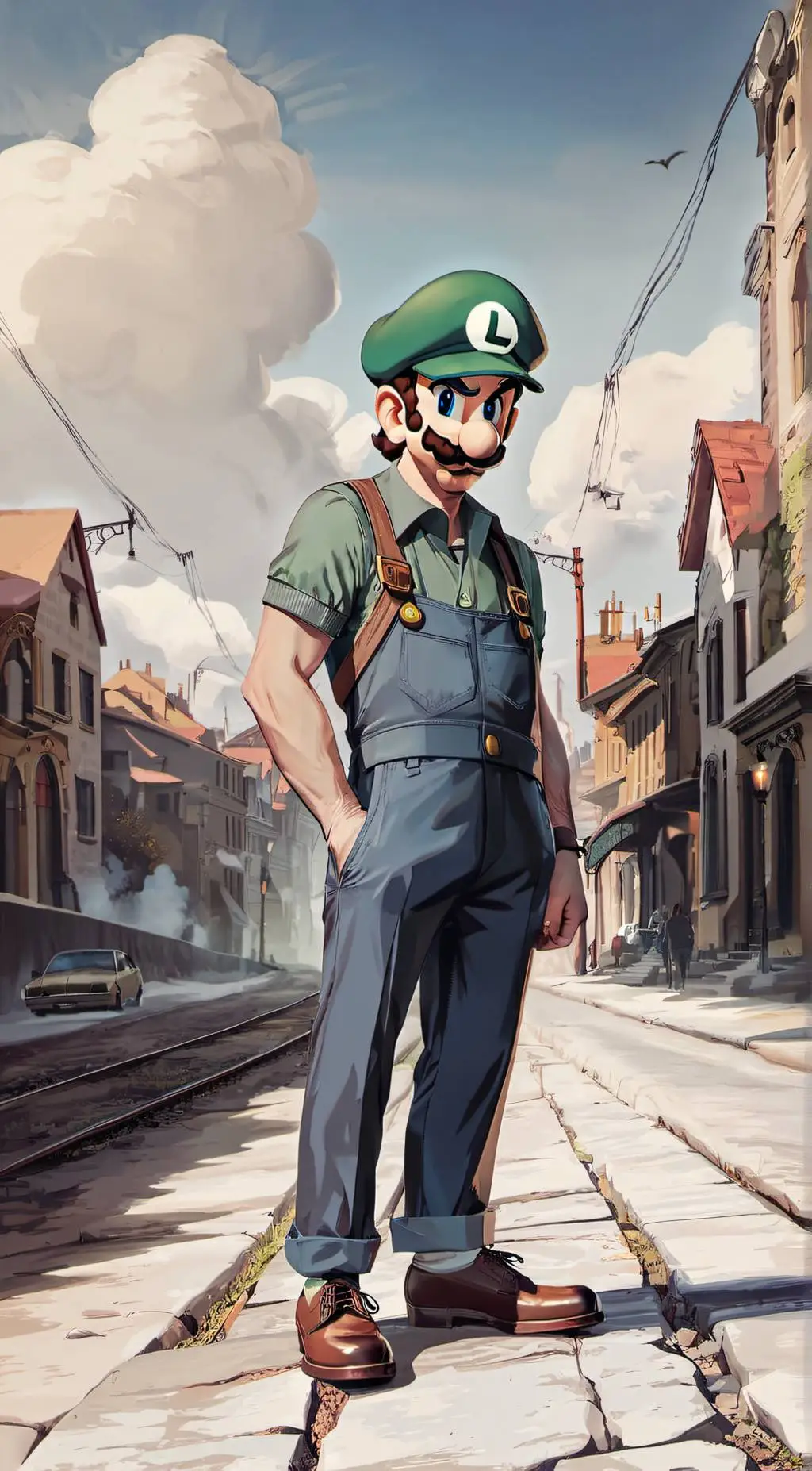 ai character: Luigi Mario background