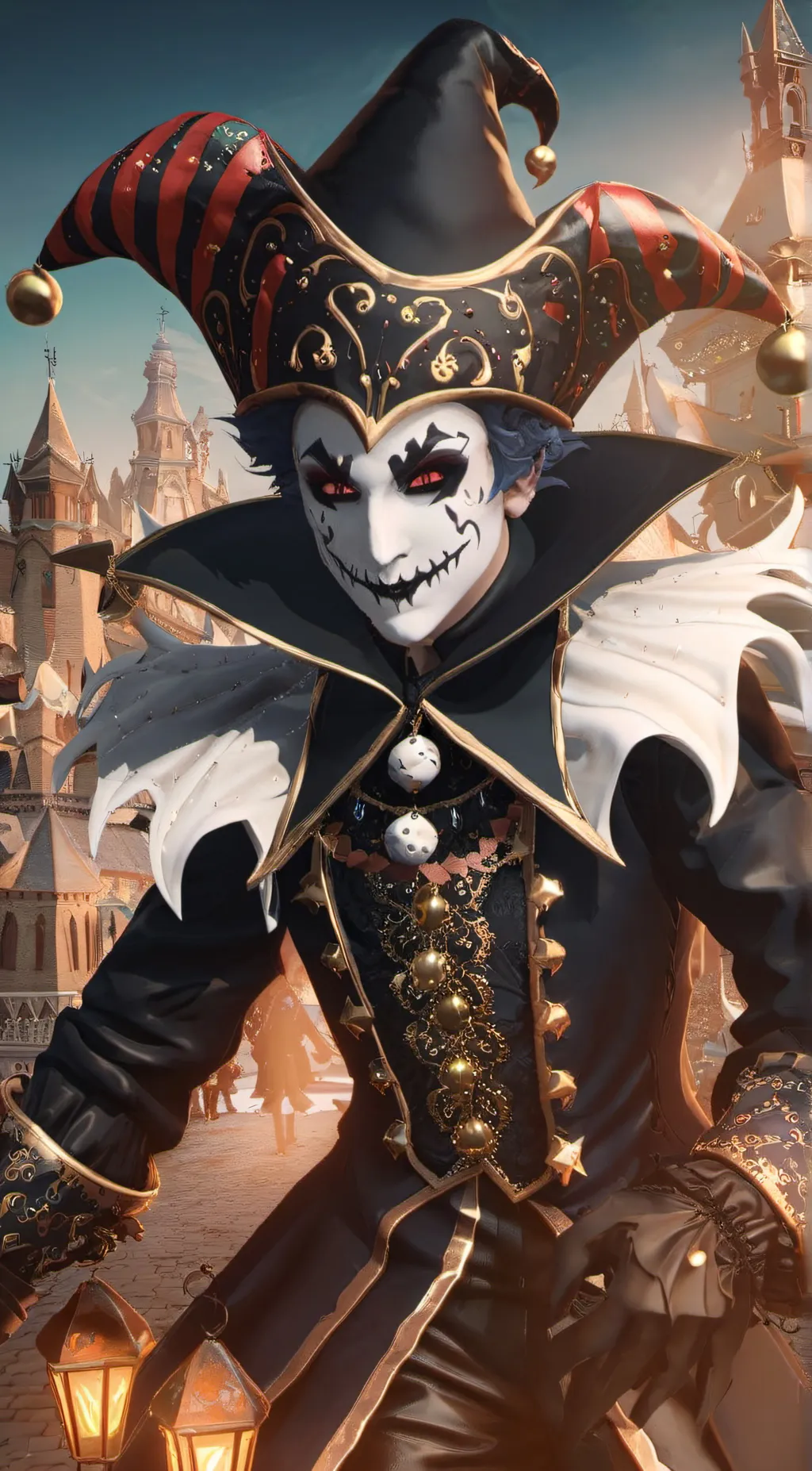 ai character: Hells jester  background
