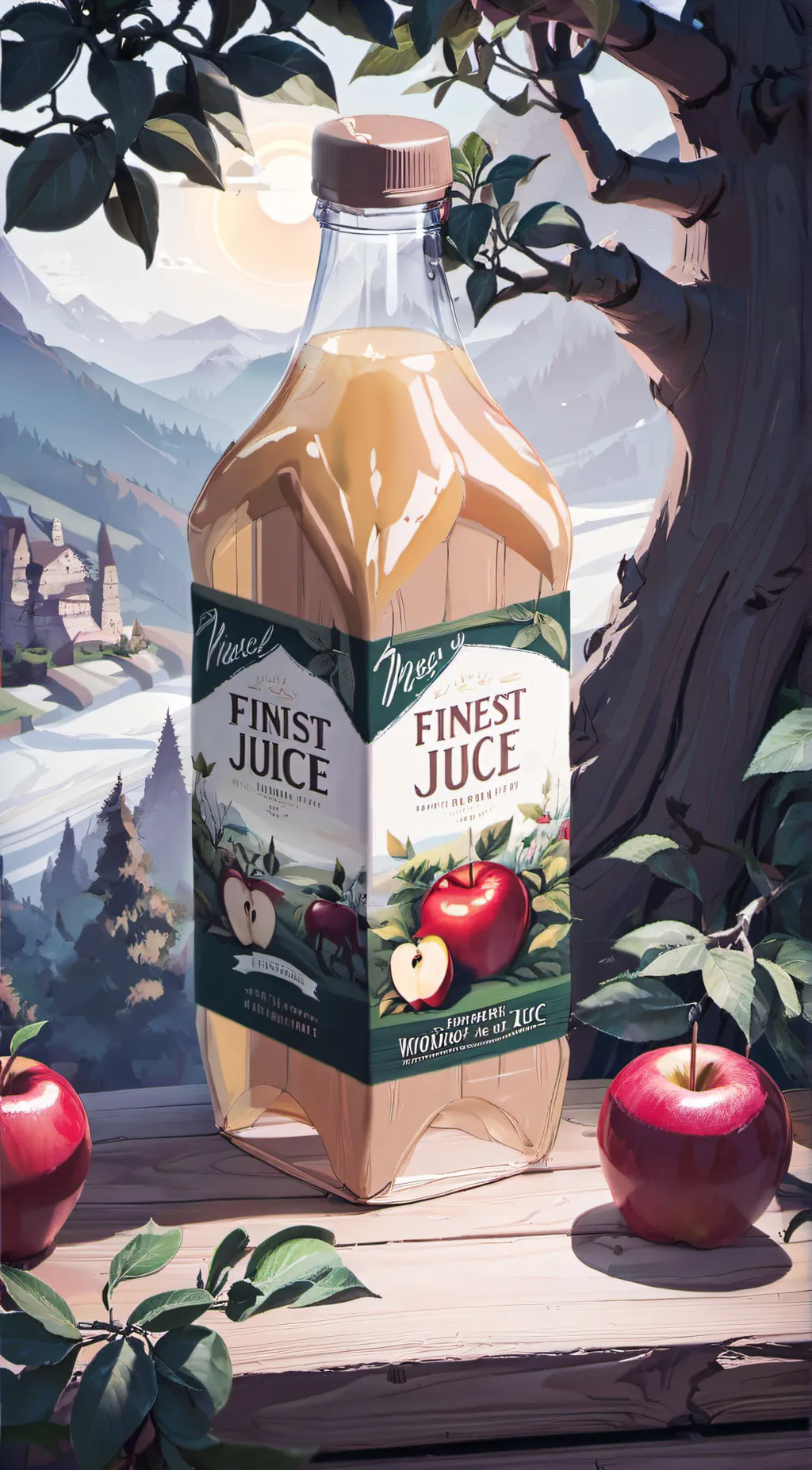 ai character: apple juice background