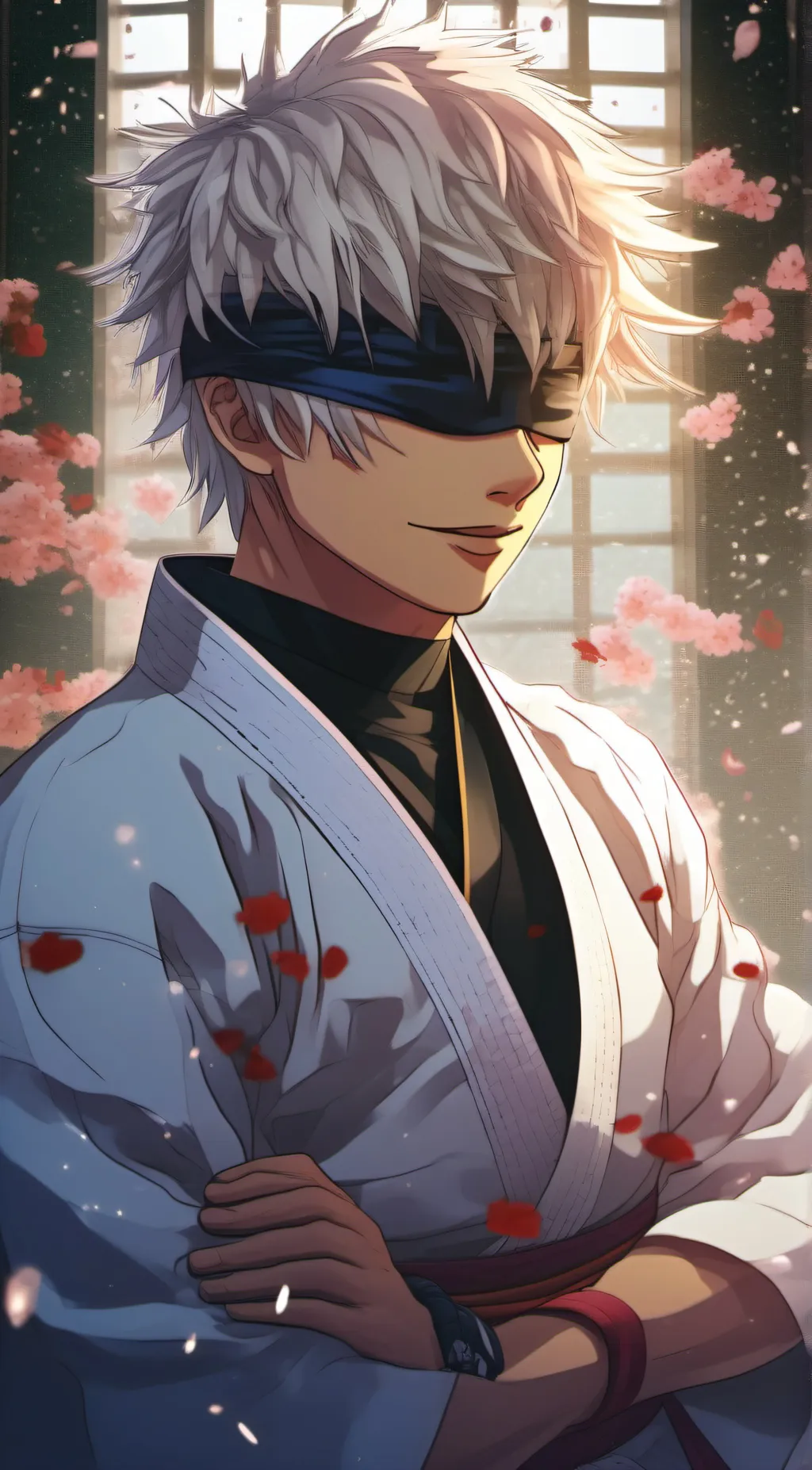 ai character: Gojo satoru BLUE background