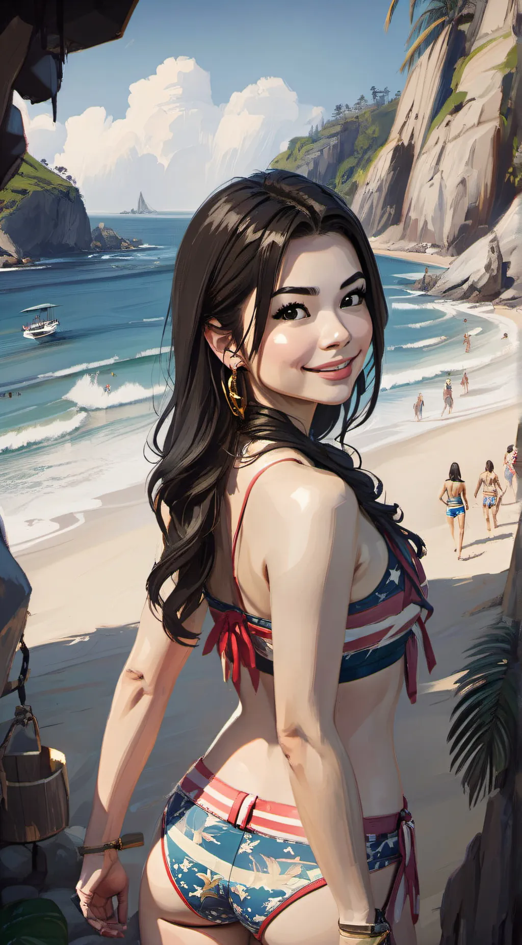 ai character: Miranda Cosgrove  background