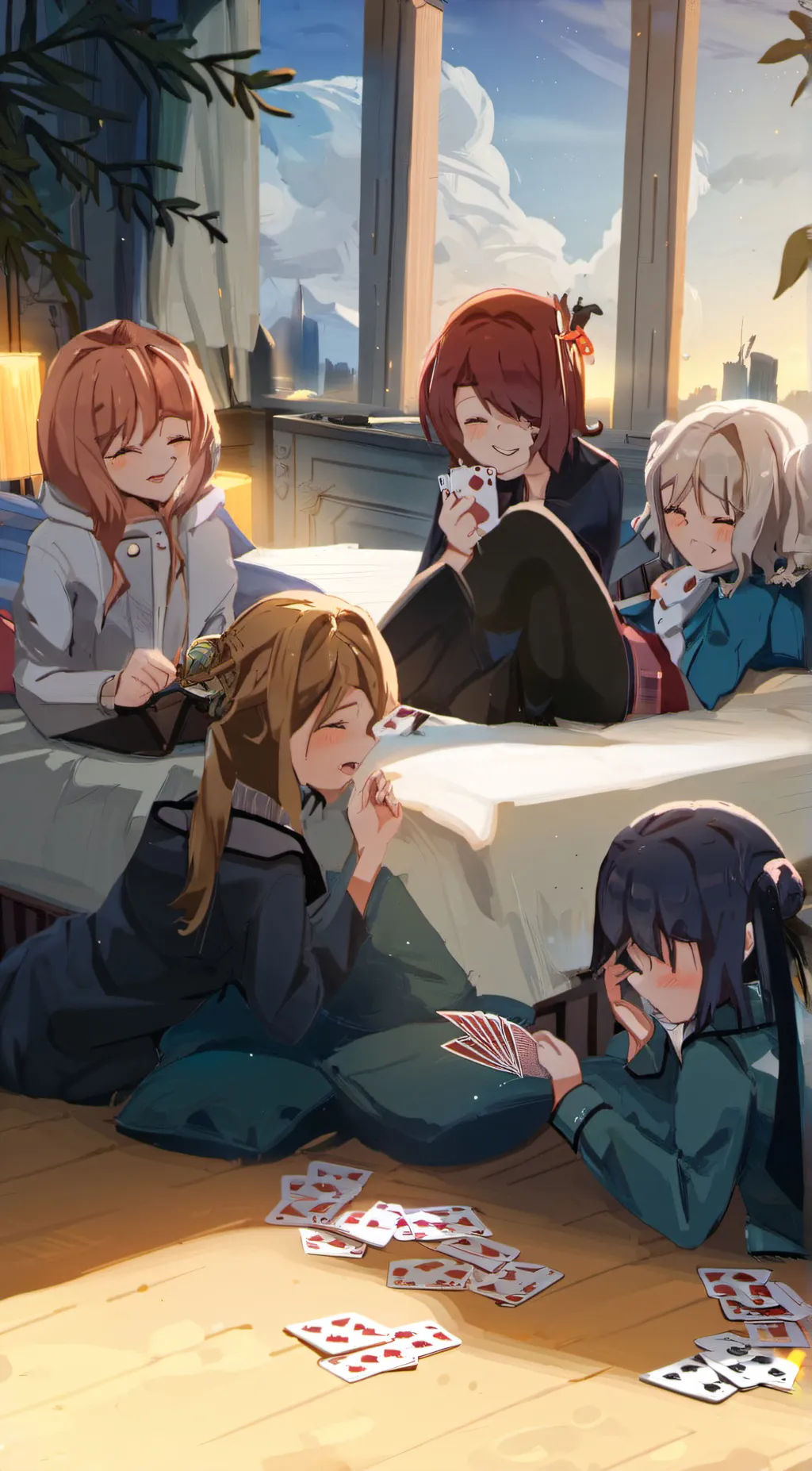 ai character: girls sleep over  background