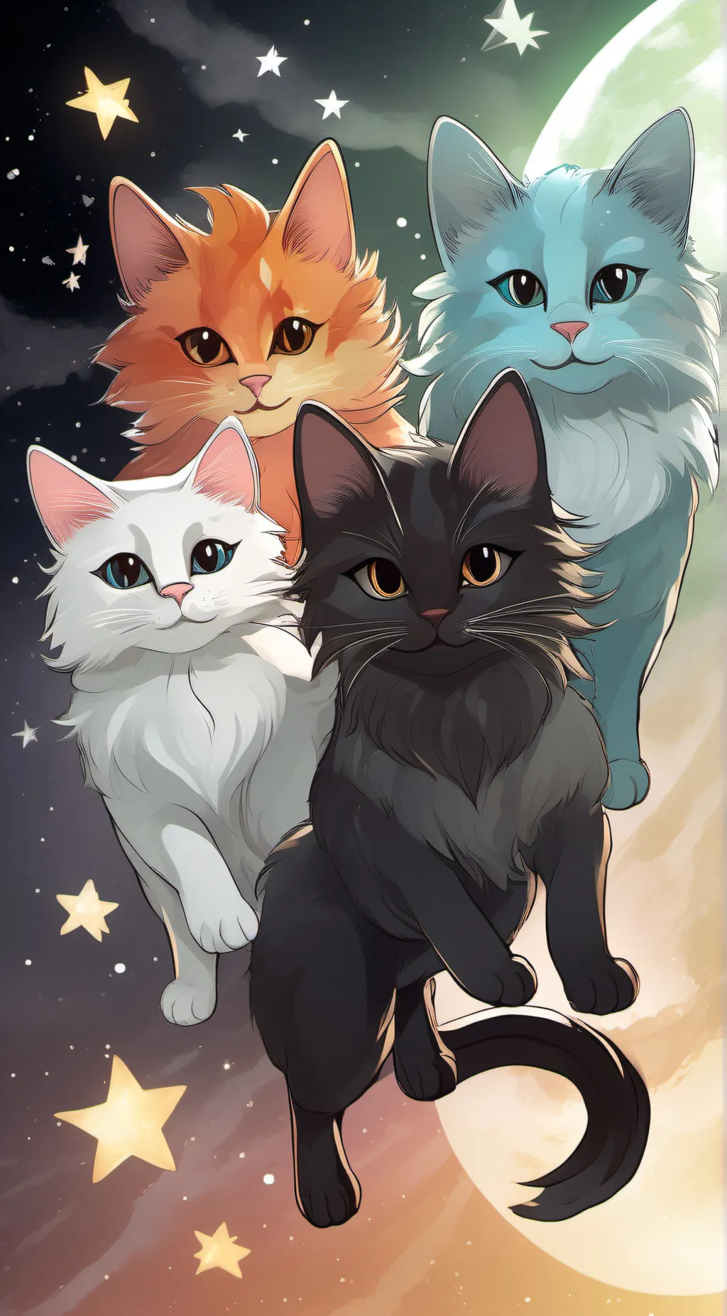 ai character: Elemental cats background