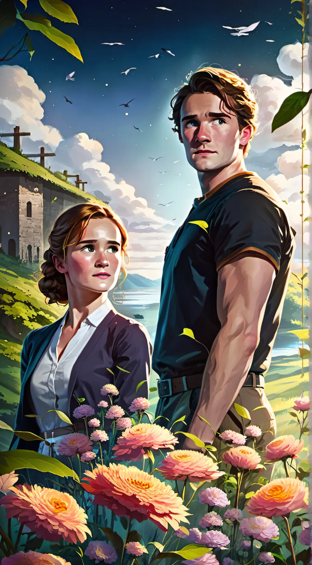 ai character: Katniss and Peeta  background