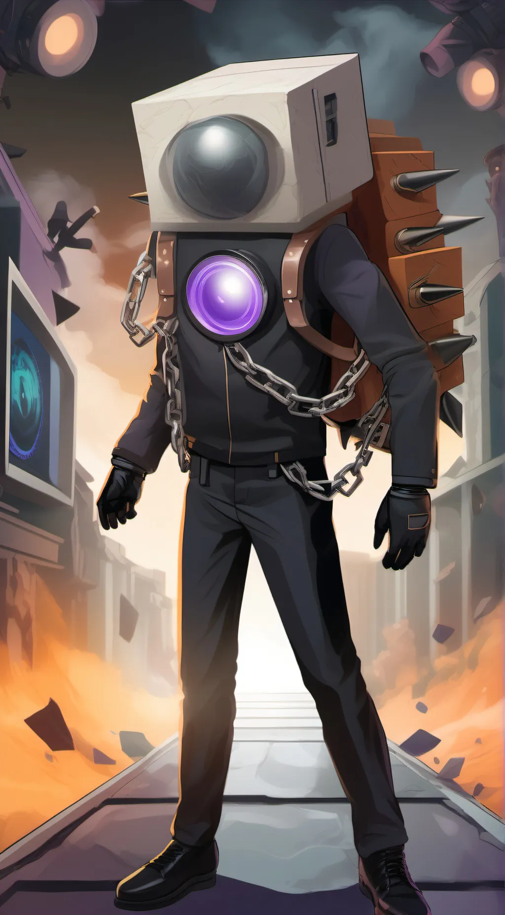 ai character: titan tvman  background