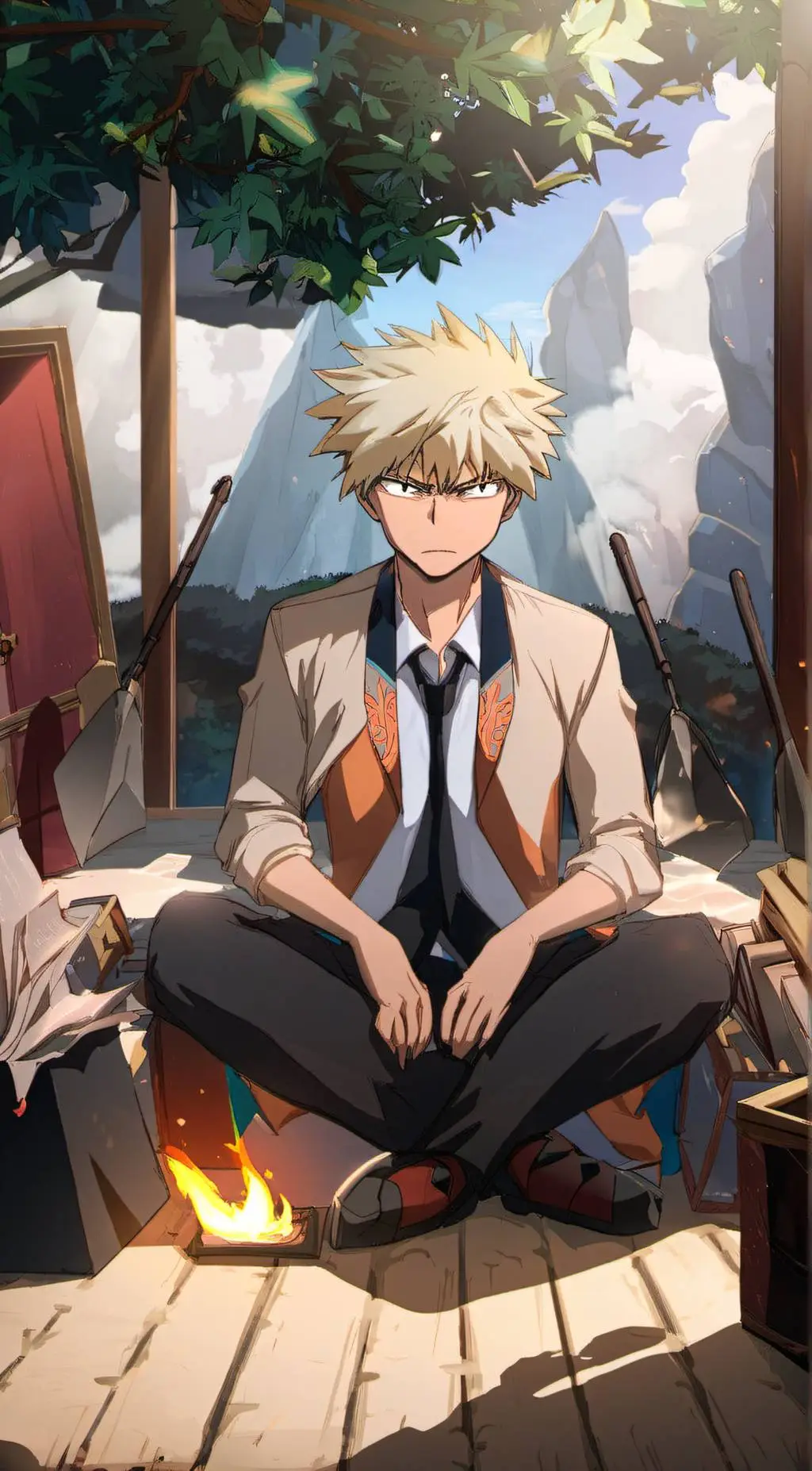 ai character: Bakugo katsuki  background