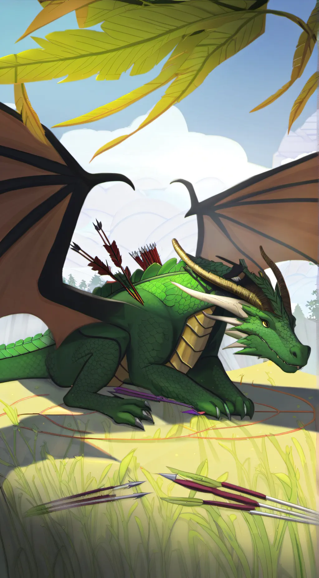 ai character: green dragon  background