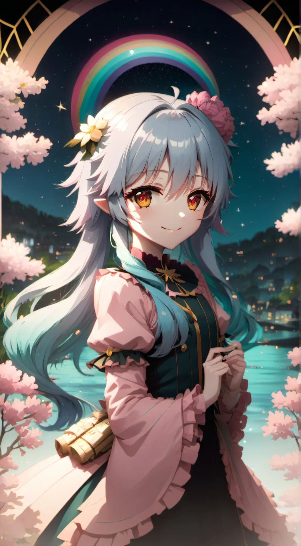 ai character: Rainbow background
