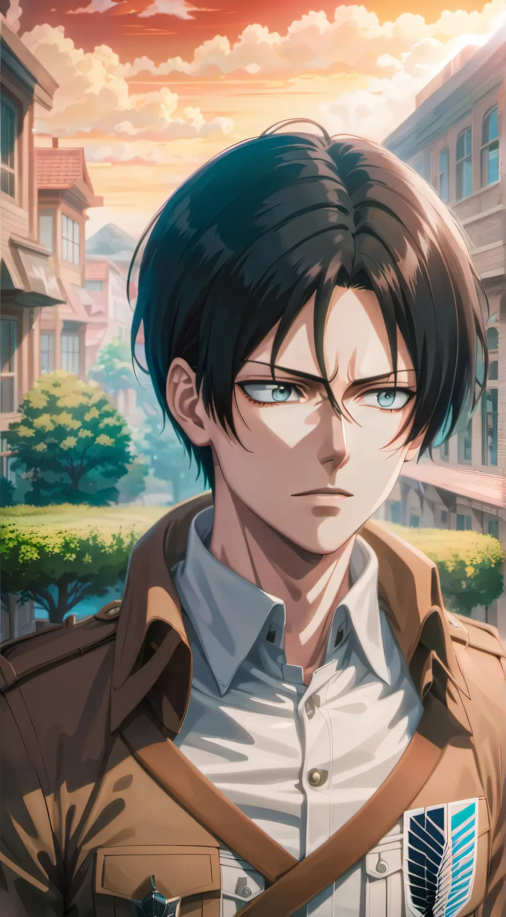 ai character: 🔥Levi Ackerman🔥 background
