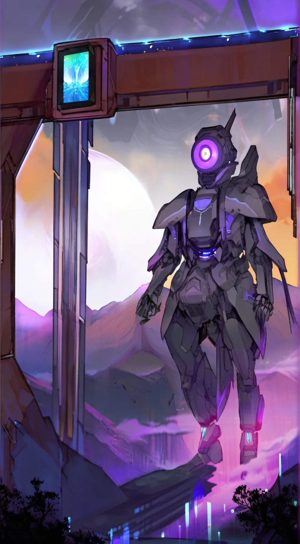 ai character: glitch solidergirl background