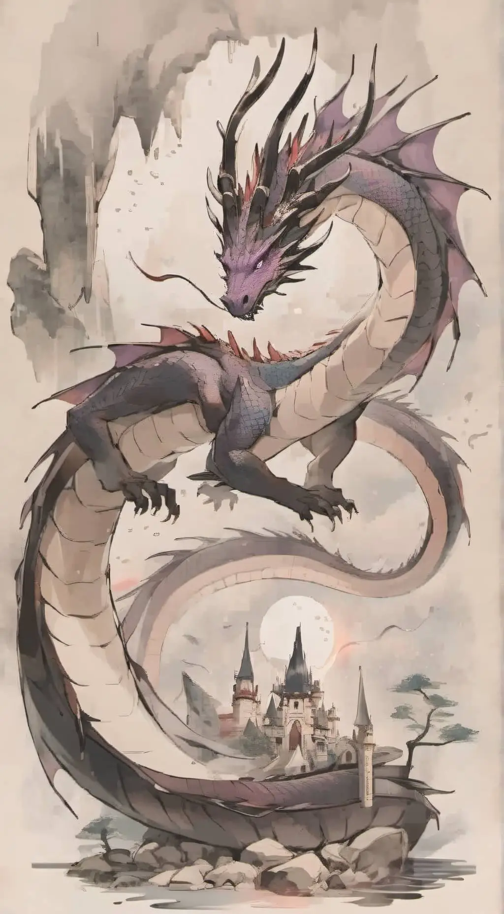 ai character: Divine dragon zen background