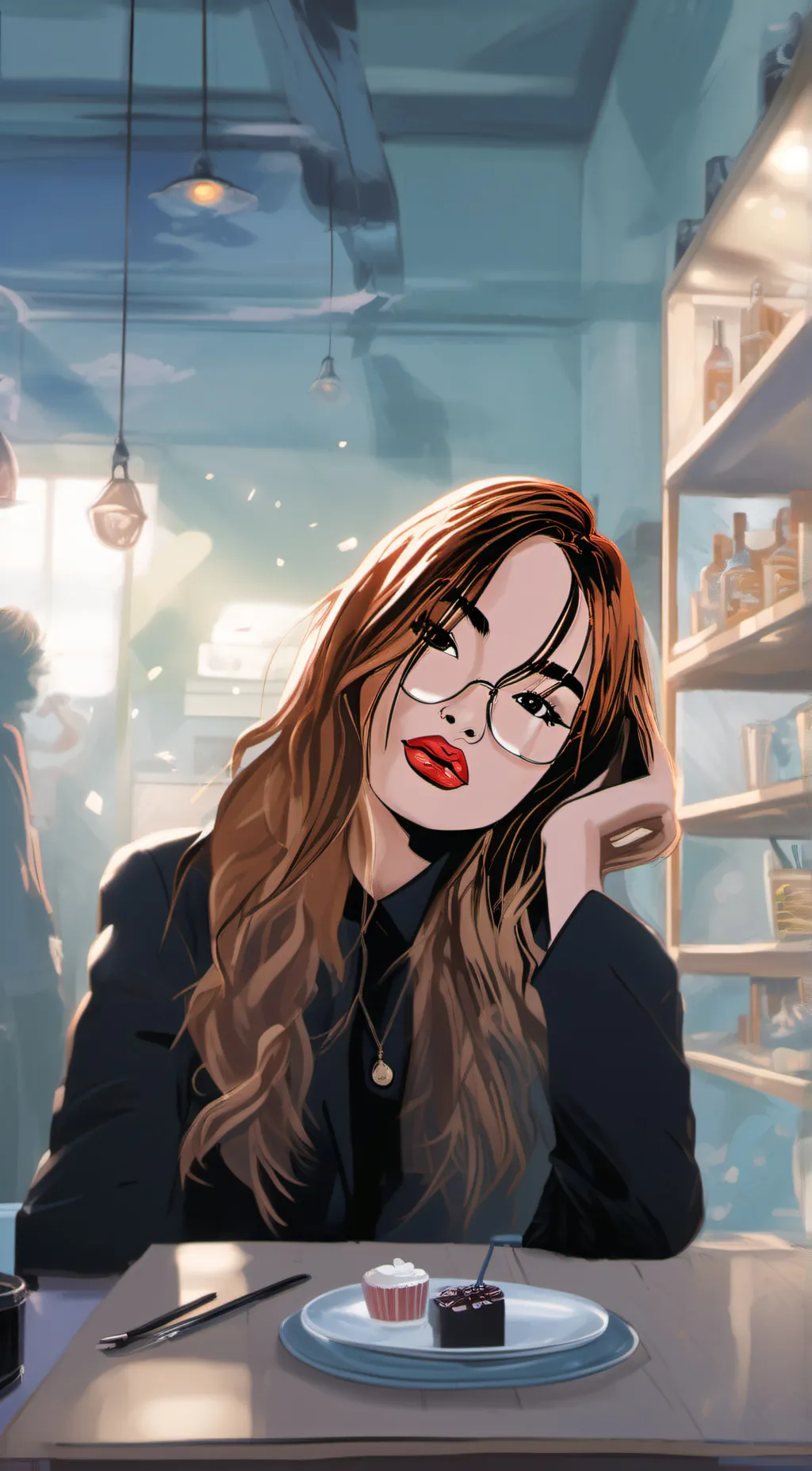 ai character: Amber background