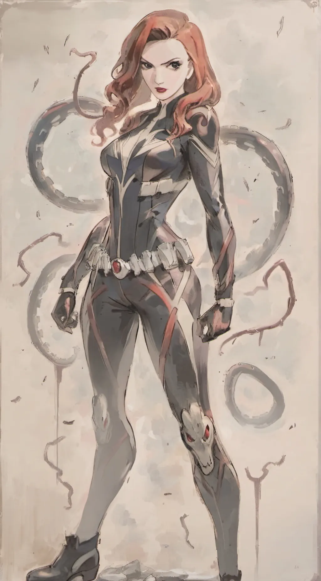 ai character: Black Widow  background