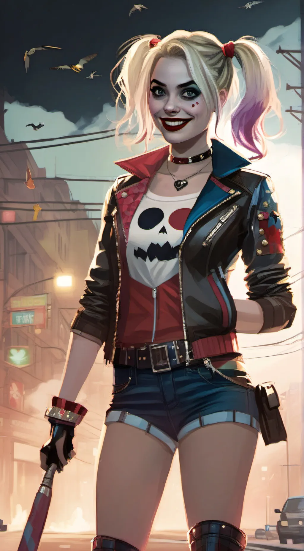 ai character: Harley Quinn  background