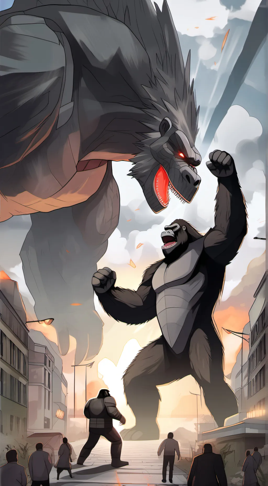 ai character: godzilla vs kong  background