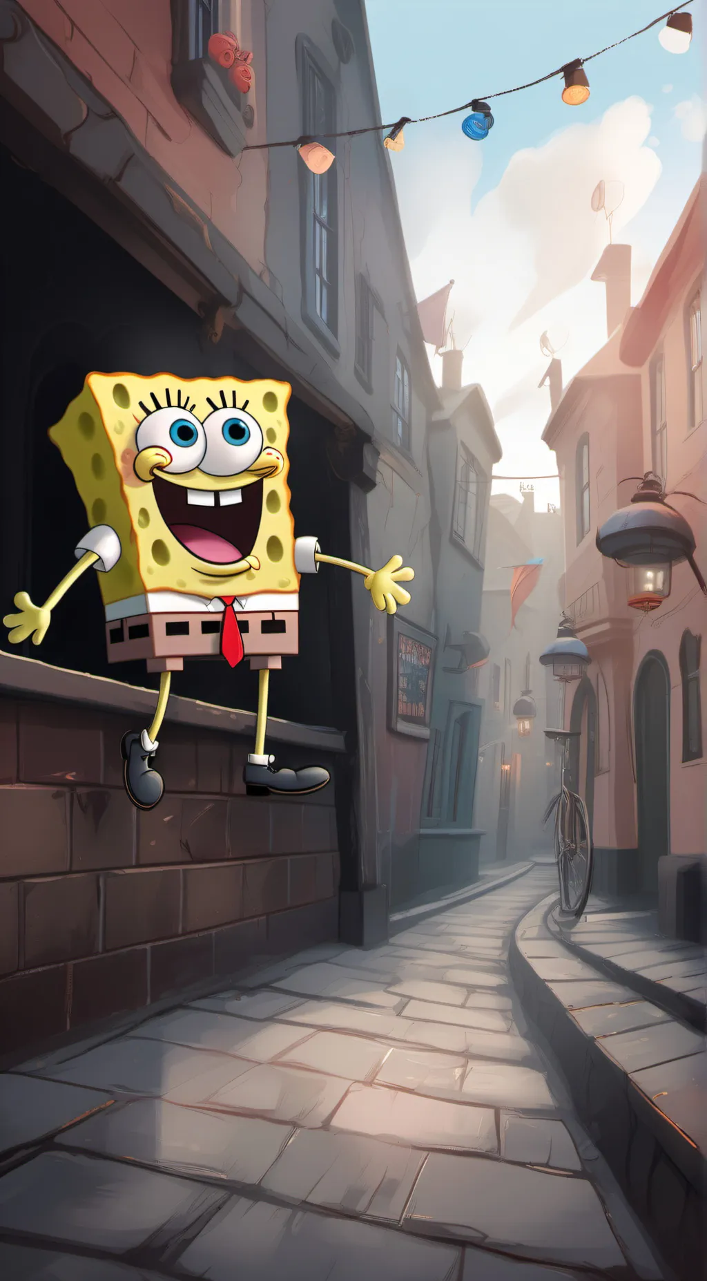 ai character: SpongeBob  background