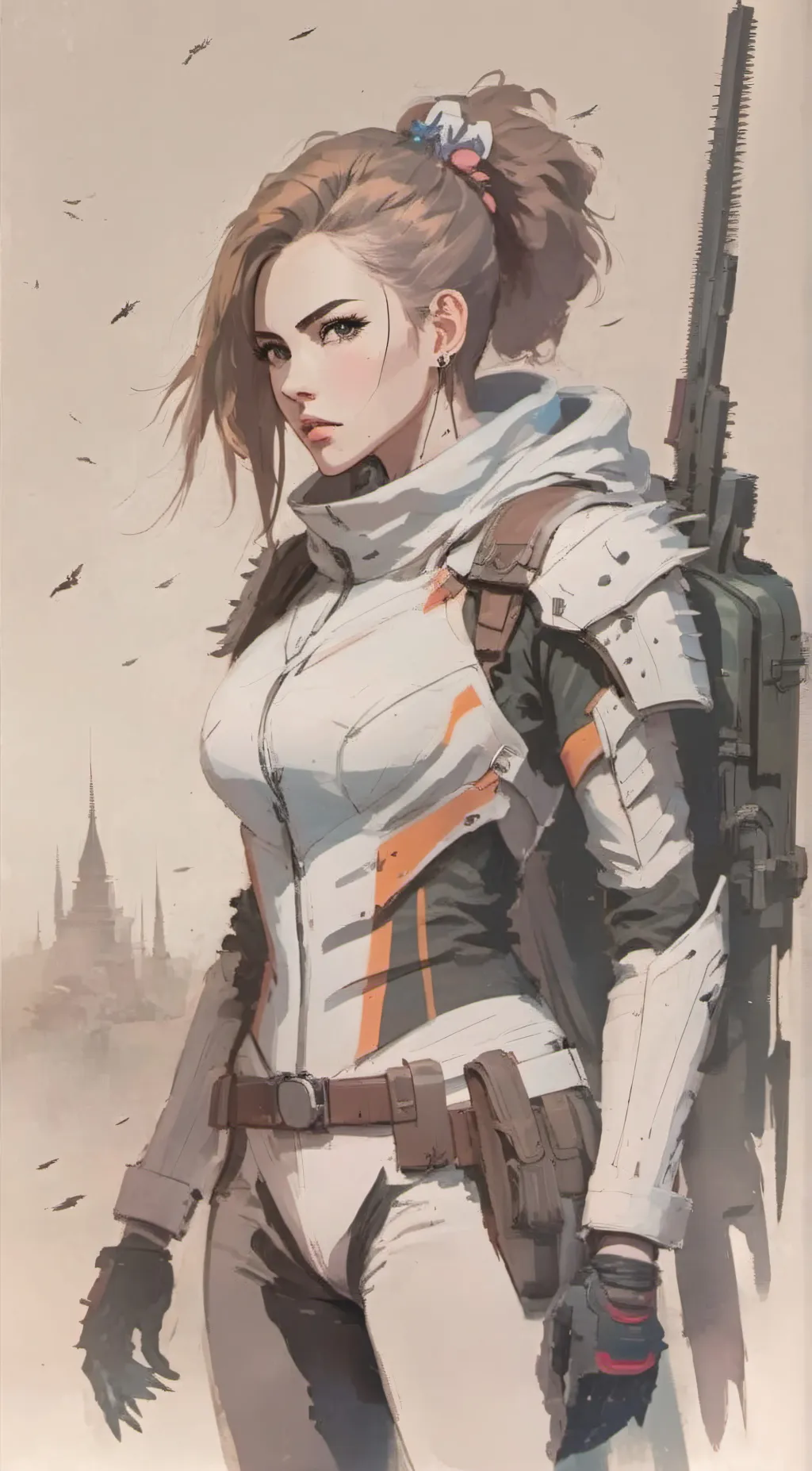 ai character: female white spike background