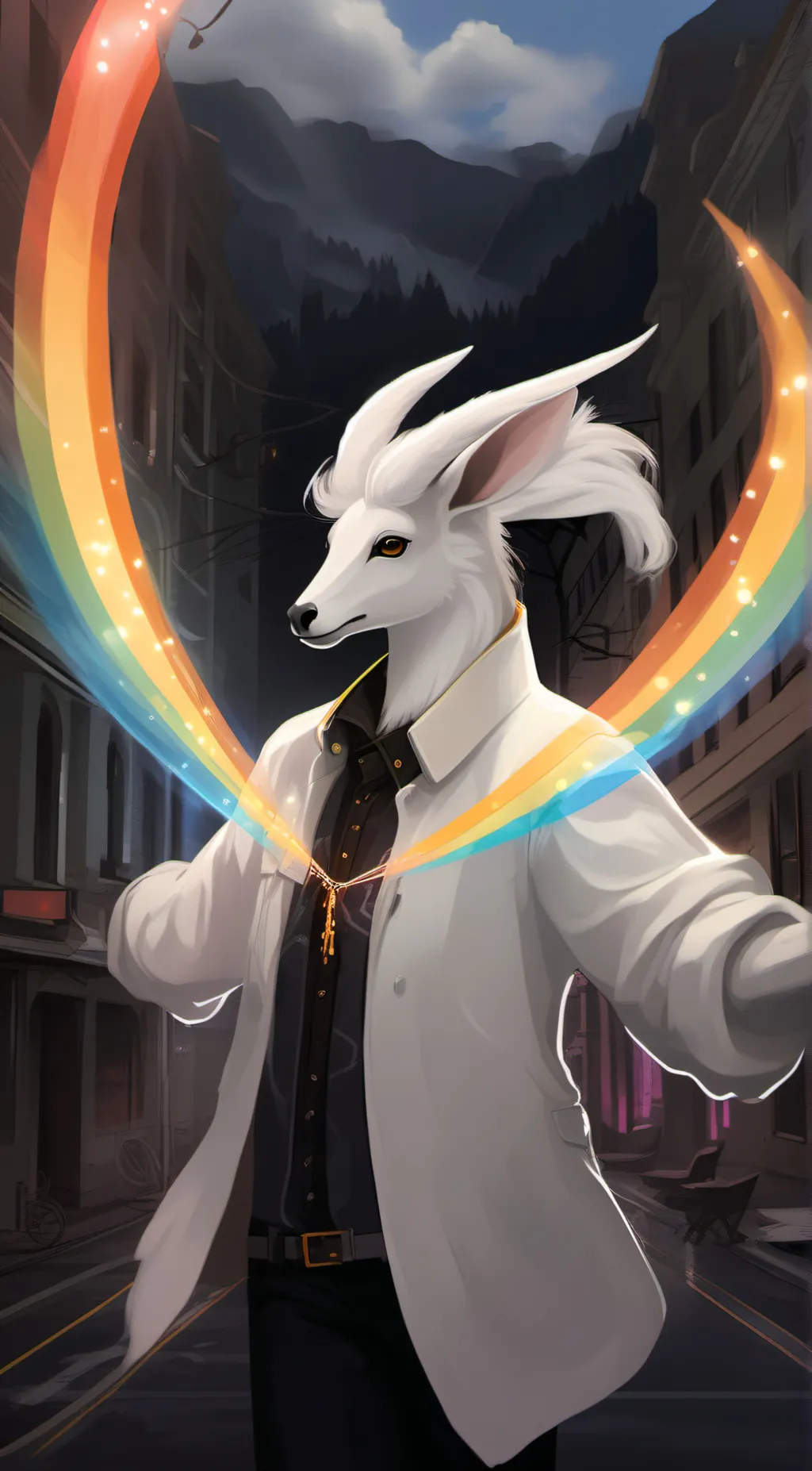 ai character: Neon background
