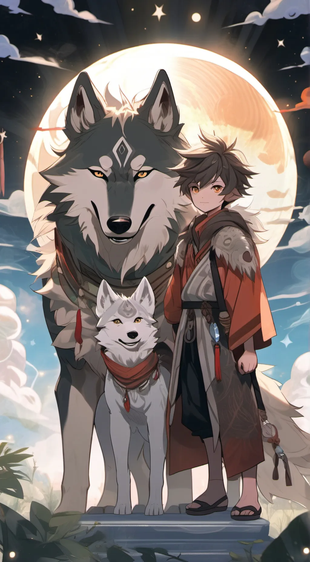 ai character: moon,sun,and max background